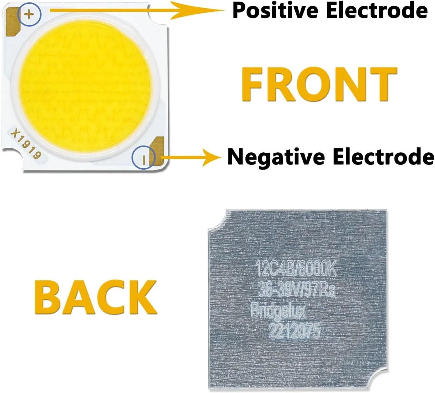 NFGZFNMKYW 4Pcs 19 * 19Mm LED COB Bridgelux Chip 12W 18W 24W 30W 36W 42W DC36-39V LED RA97 Track Lamp Downlight Light Source Accessory(3000K,36W) image number 4
