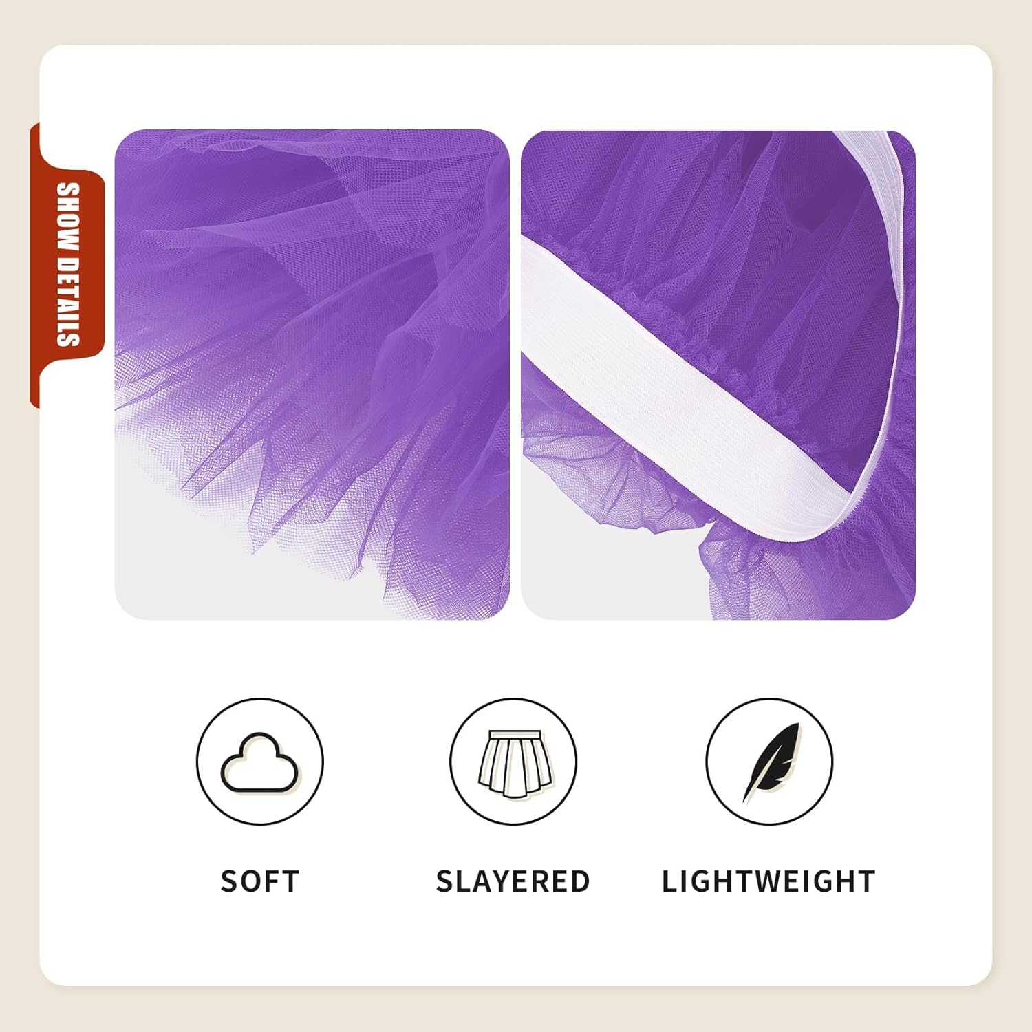 YTJYZB Women'S Classic 5 Layered Tulle Skirt Vintage Tutu Pleated Petticoat Ballet Bubble Dance Party Mini Short Pettiskirts for Cosplay Festive Costume image number 3