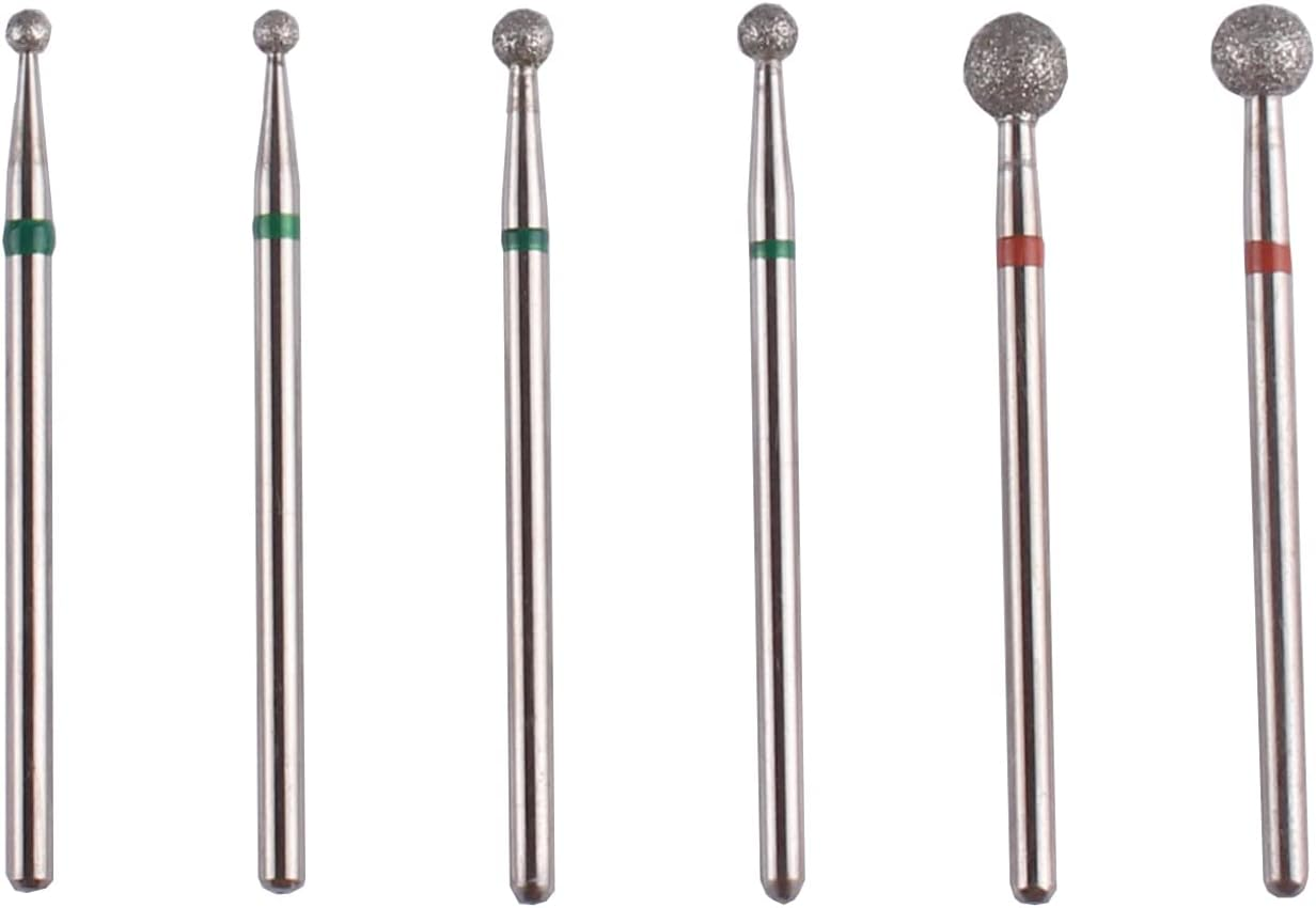 MZCMSL 6Pcs Pro Diamond Ball Bits,Cuticle Drill Bit Set for Russian Manicure,3/32 Shank Efile Bit (&Phi;5.0Mm) image number 3