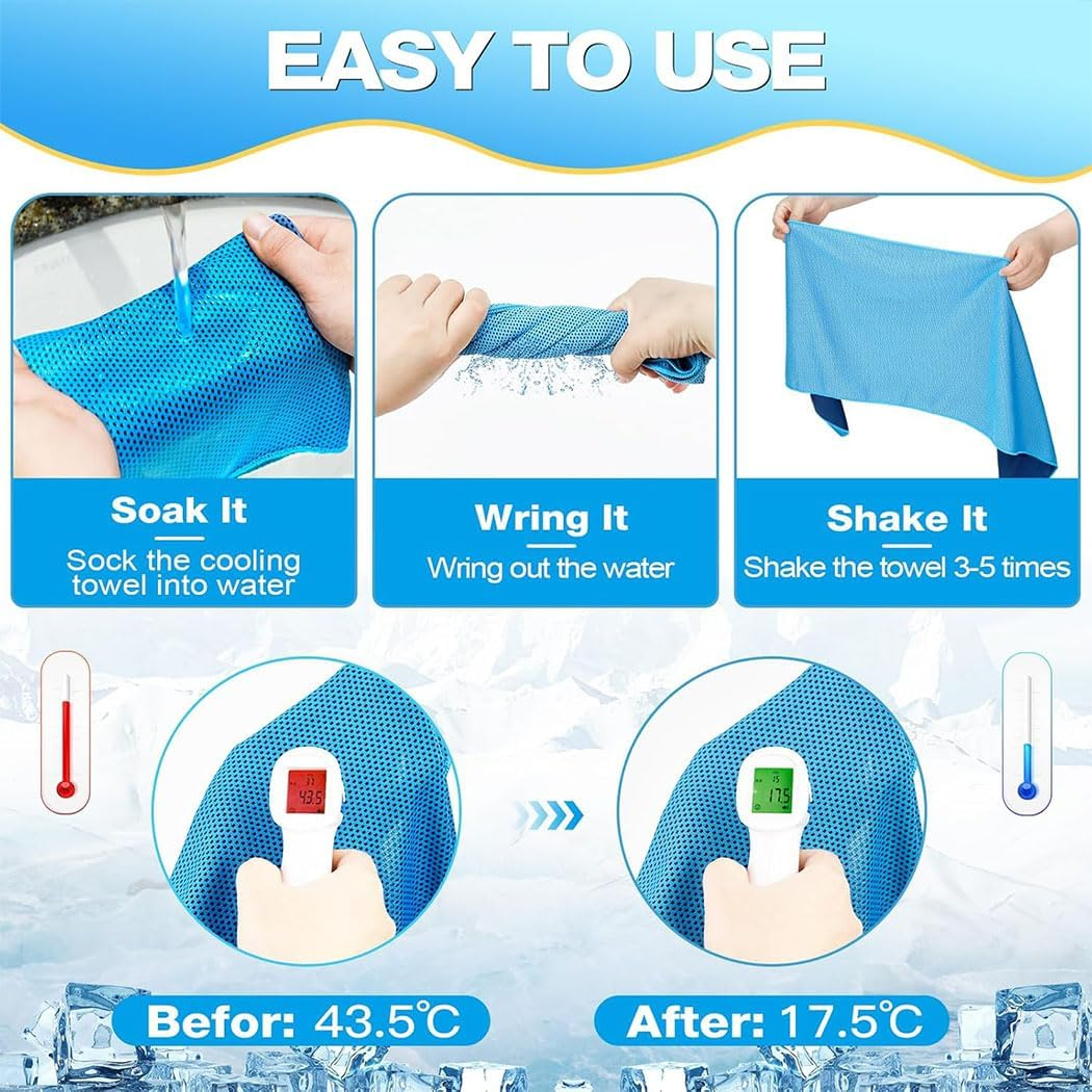 Idopick 6 Pack Gym Cooling Towels, Soft Breathable Towel for Men Gym Workout Microfiber Towel for Neck and Face, Instant, Cooling Towel for Working Out, Yoga Towel, Quick Dry for Running,Camping image number 4