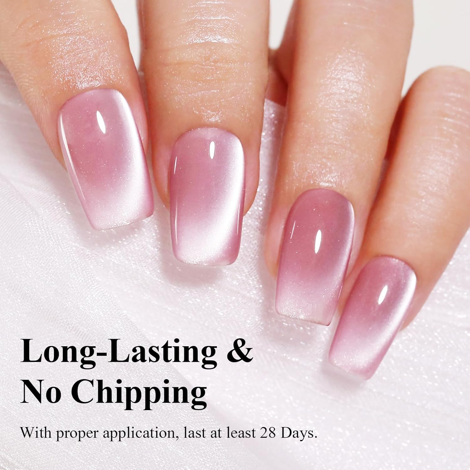 Imtiti Moonlight Pink Cat Eye Gel Nail Polish with Magnet, Holographic Glitter Shimmer Translucent UV Gel Polish for Nail Art Soak off UV LED - Cat Eye-Nude image number 7