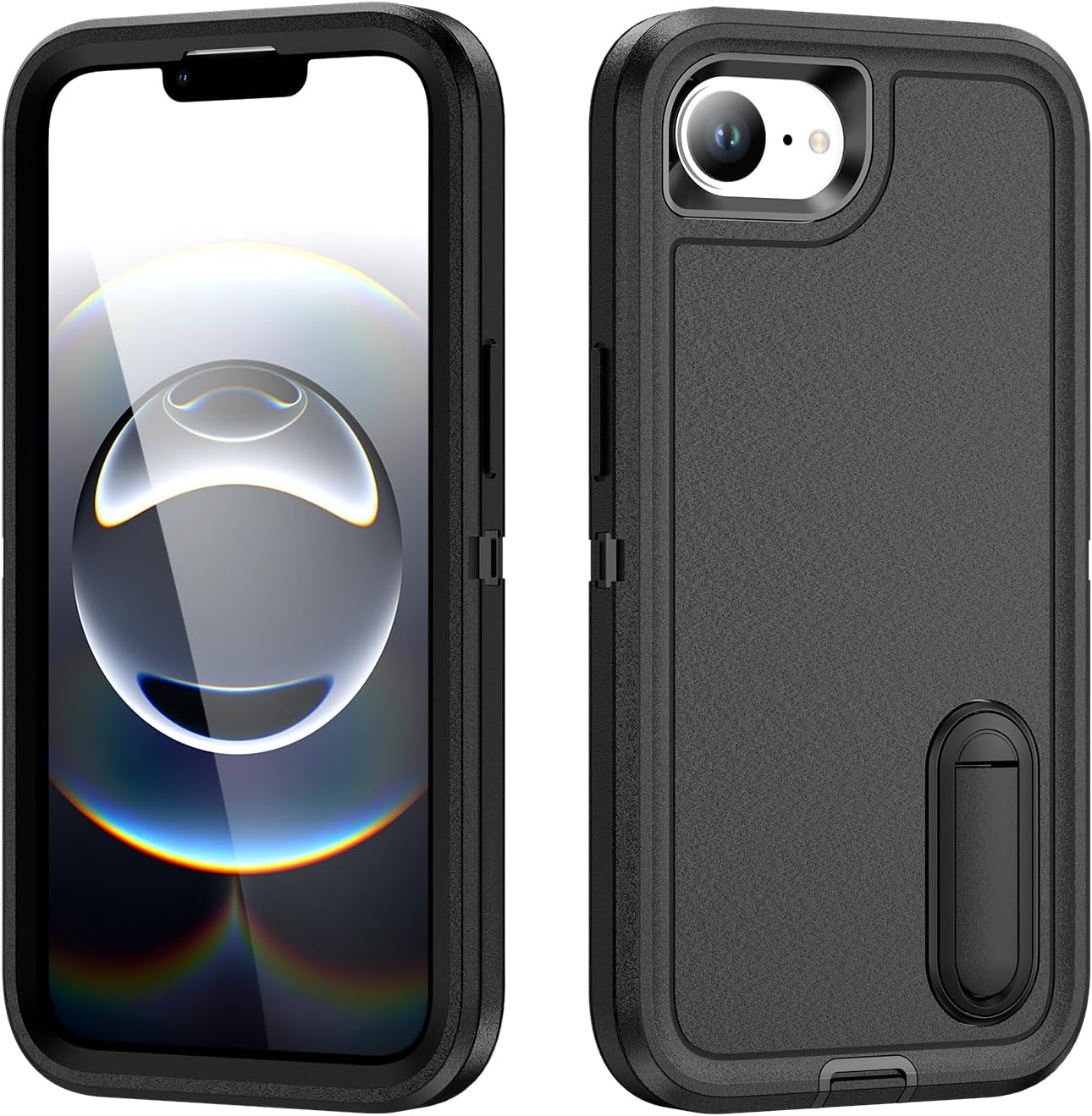 Shockproof Case for Iphone 16 Case with Kickstand,Military Grade Drop Protective,Heavy Duty Hard Back 3-Layer Protective Phone Cover for Iphone 16 (Black) image number 2