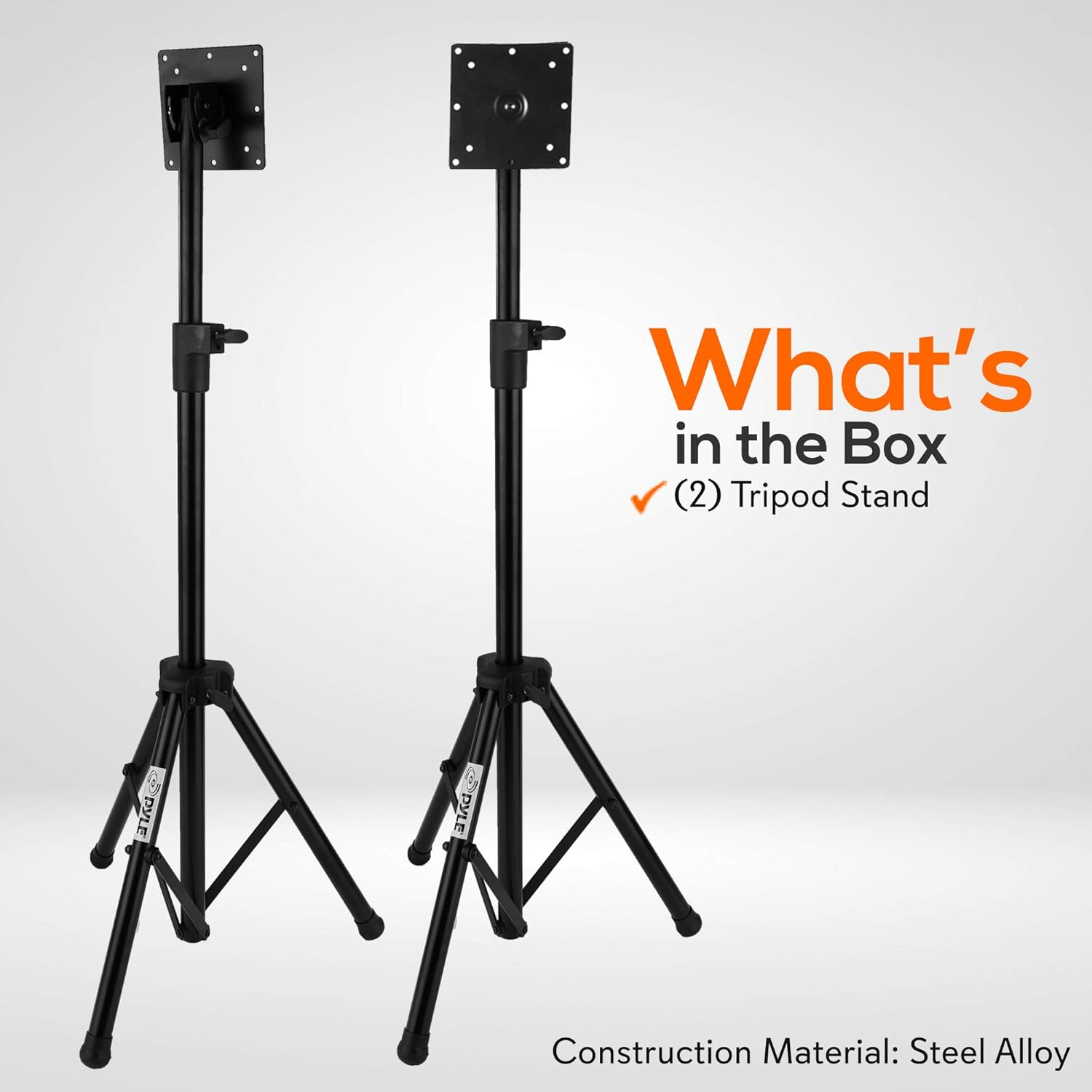 Pyle LED TV Tripod Stand - 2 Pcs Portable TV Stand, Foldable TV Stand Mount, Fits LCD Flat Panel Screen TV up to 32" W/Adjustable Tilt & Height, 22Lbs Weight Capacity, VESA 75, 100 - PTVSTNDPT3215X2 image number 1