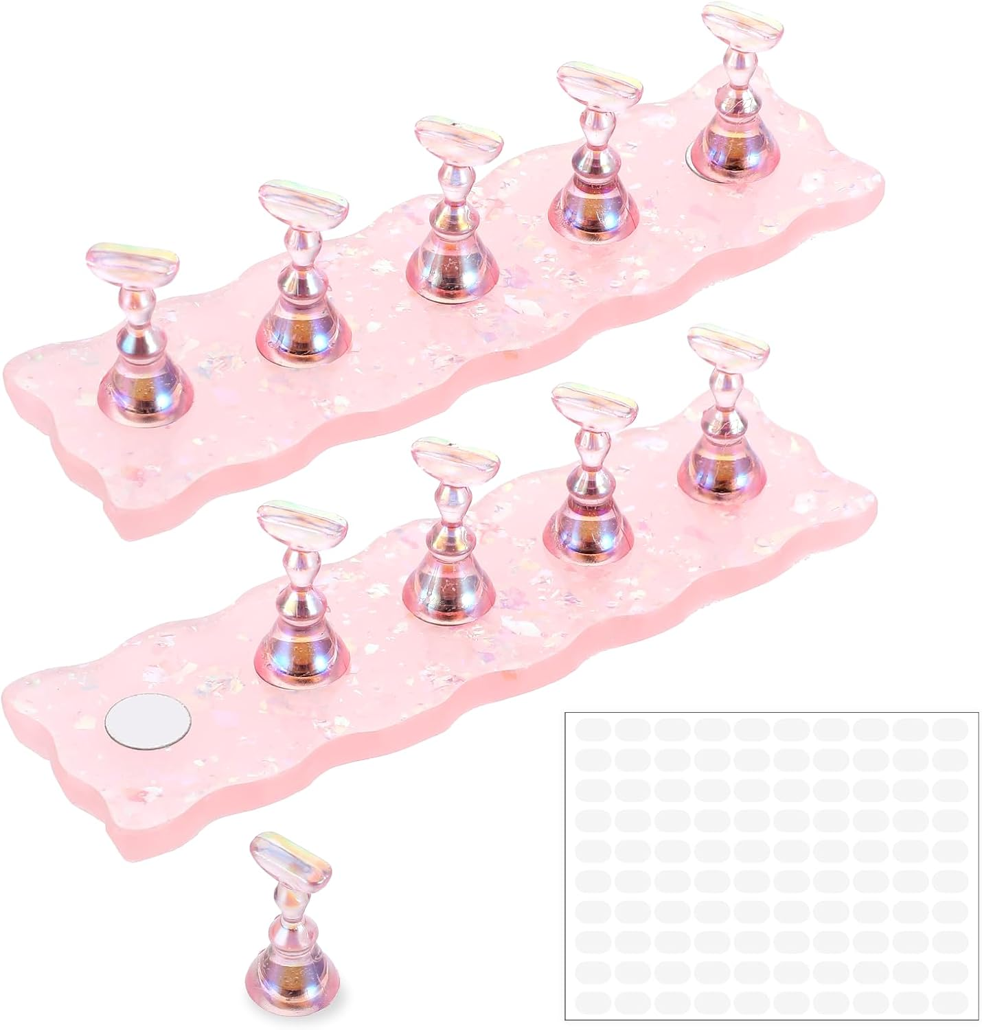 2 Set Nail Holder for Painting Nails, Press on Nail Stand with Double-Sided Nail Glue, Magnetic Fake Nail Holder for Home Diy Beginner Salon Supplies