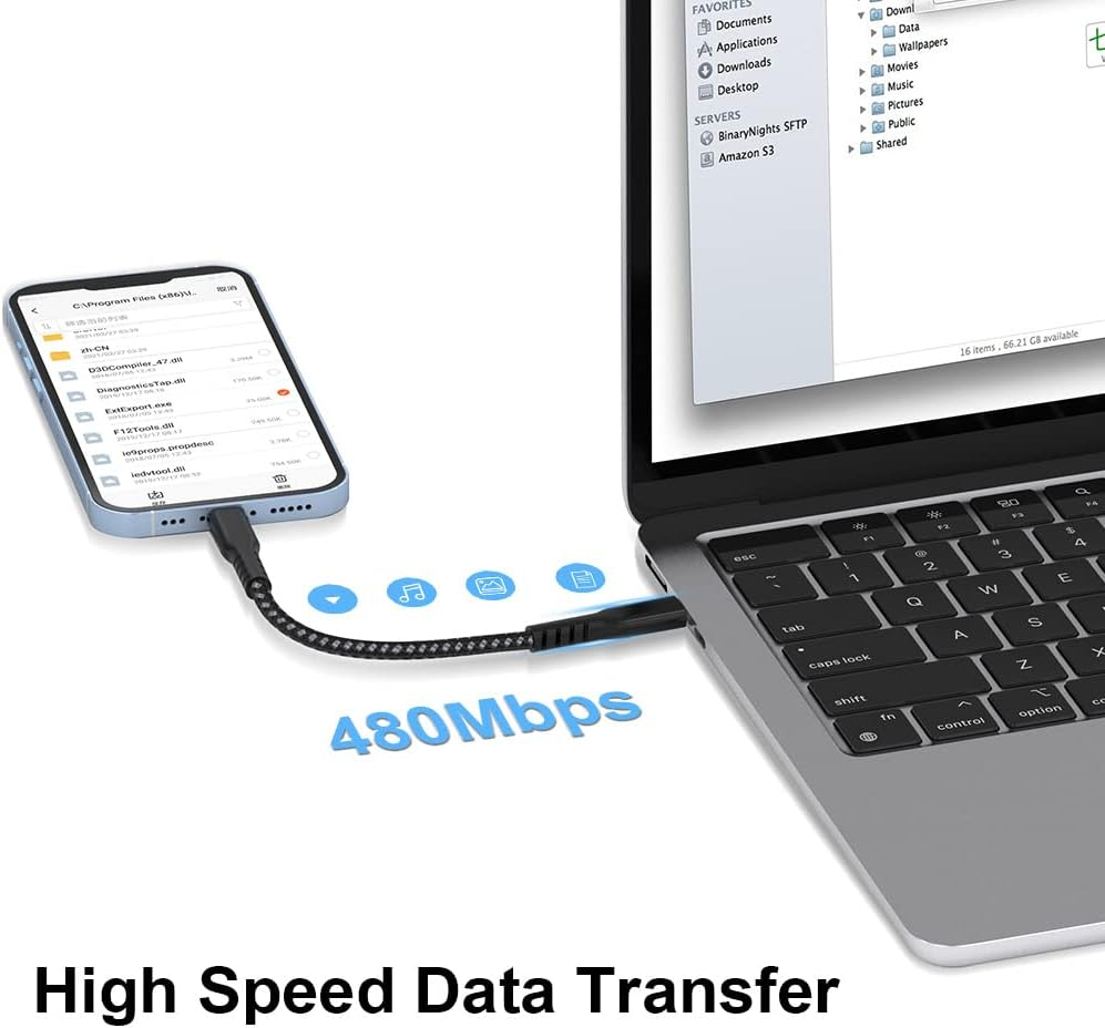 AHGEIIY Iphone Fast Charger USB C to Lightning Cable [2Pack, 0.2M], Apple Mfi Certified USB C to Lightning PD 20W Fast Charging Cable for Iphone 14 Pro Max/14 Plus/13/12/11 Mini, Ipad 9, Airpods Pro image number 2