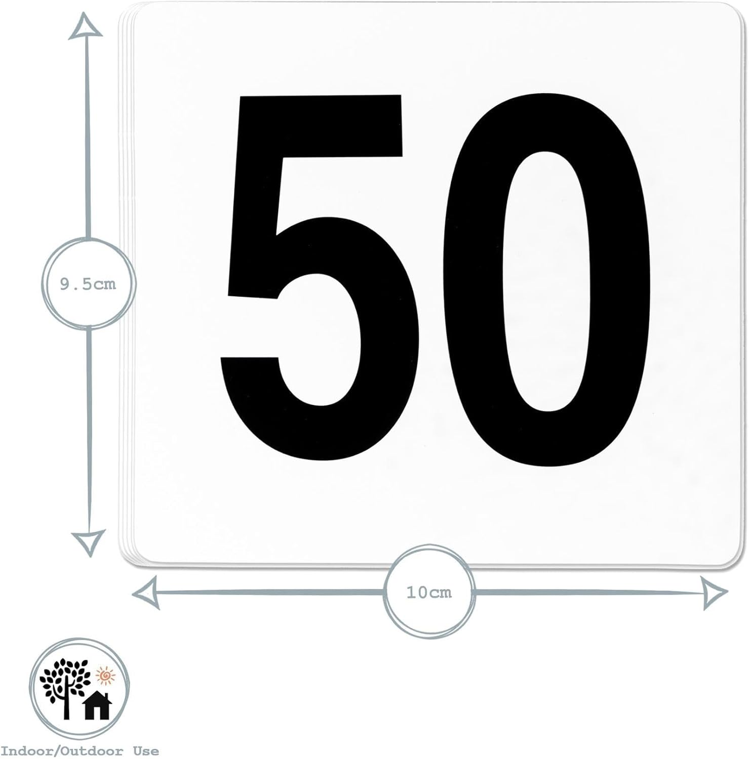 Argon Tableware 1-50 Table Number Cards - Plastic Double Sided Cards Name Table Display Signs for Weddings, Parties, Celebrations image number 2