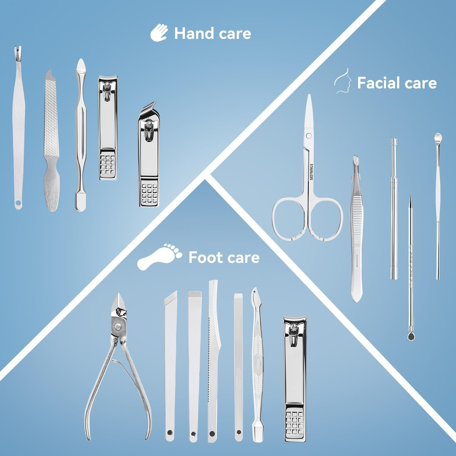 Manicure Set Professional &ndash; 26 in 1 Nail Clippers Kit Stainless Steel, Nail Cutter Tool for Finger and Toe Nail with Luxurious Travel Leather Case, Gifts for Men Dad Him Husband Parent image number 3