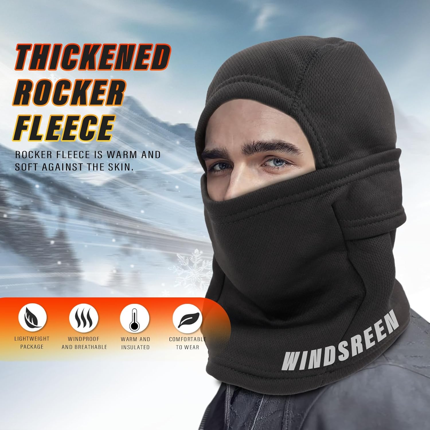 Balaclava Ski Mask for Men,Cold Weather Winter Mask for Skiing, Motorcycling, Skating, Running Windproof Thermal Balaclava Face Mask Neck Warmer Black image number 3