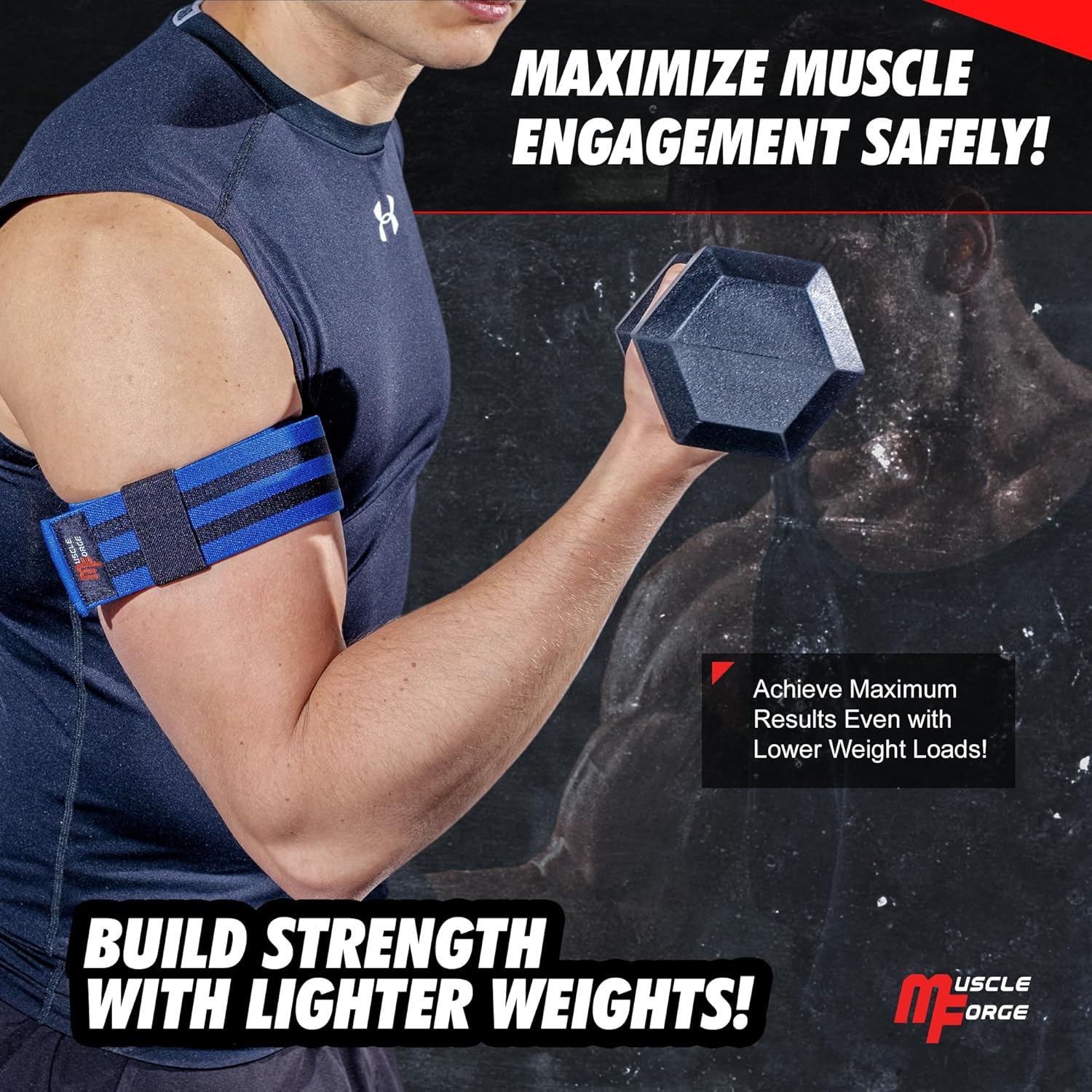 Muscleforge Blood Flow Restriction Bands, 2X Occlusion Bands for Legs, Elastic Bands with Buckle Fasteners for Muscle Building and Pump, BFR Cuffs image number 5