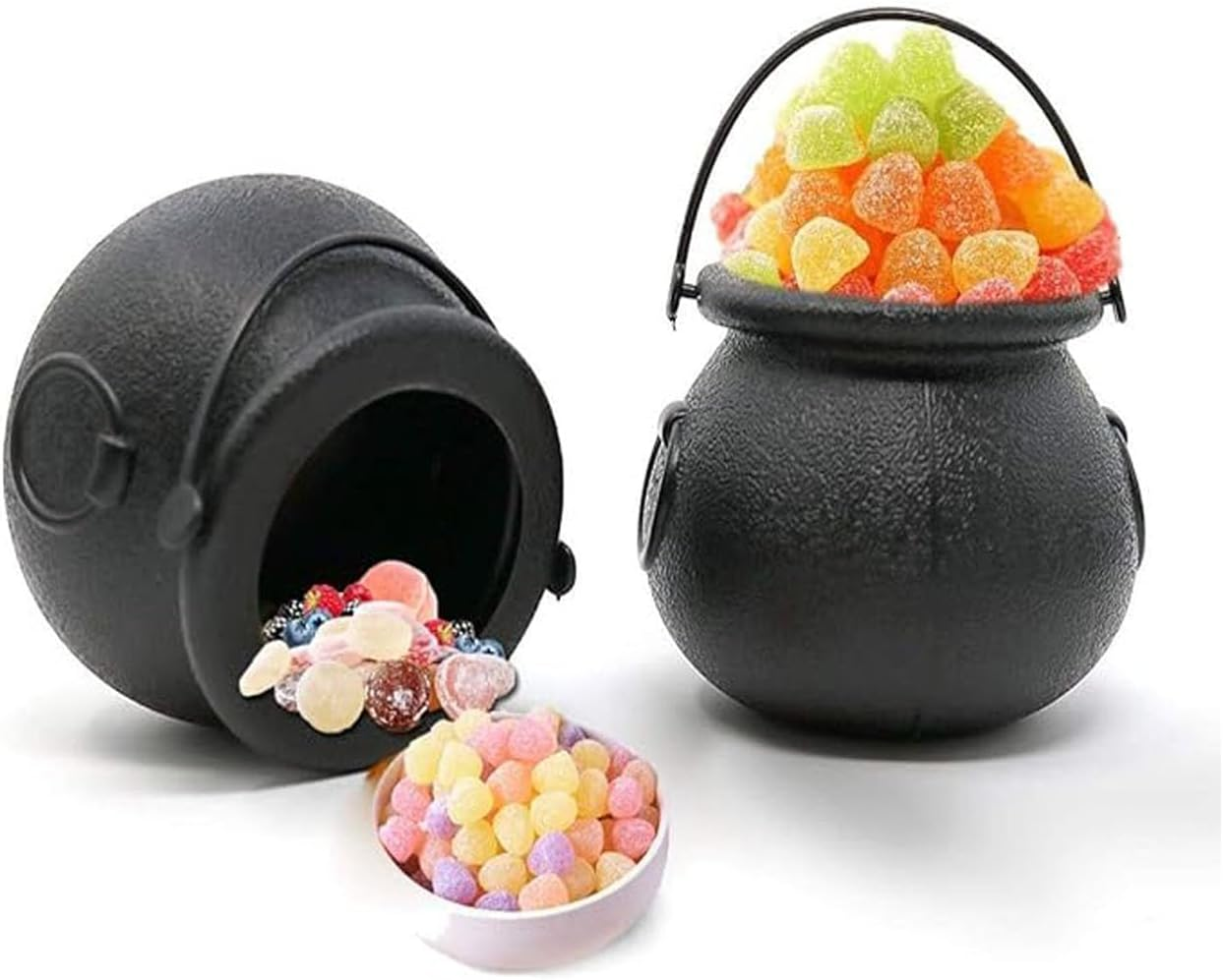 12 Pcs Black Mini Witch Cauldron Candy Bucket with Handle,Halloween Candy Holder Pot Portable Novelty Kettles Cups Trick or Treat Candy Pail Holder,Halloween St. Patrick'S Party Favors image number 2