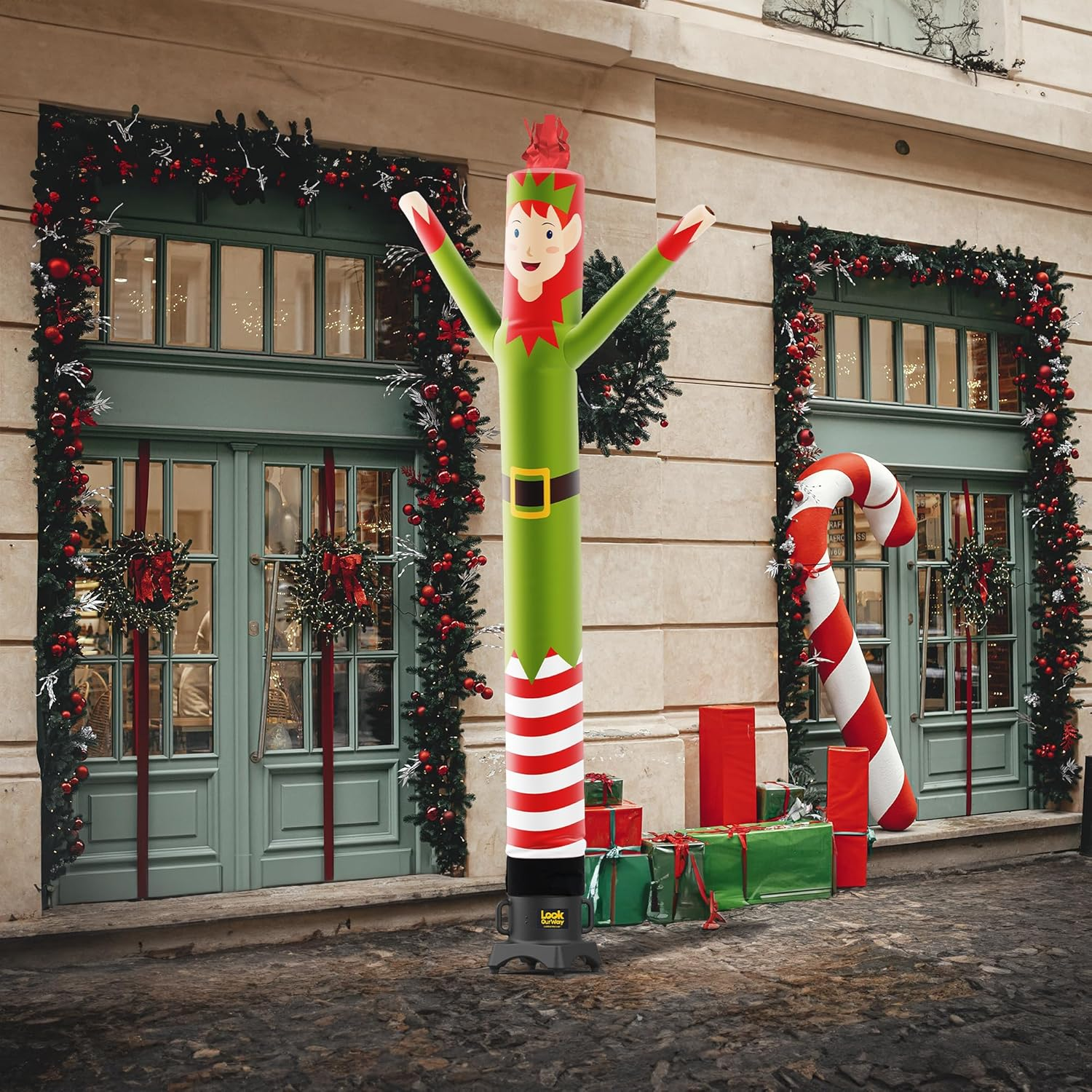 Lookourway Air Dancers Inflatable Tube Man Attachment - 10Ft Elf Wacky Waving Inflatable Tube Guy - Christmas Holiday Promotion - (No Blower) image number 6