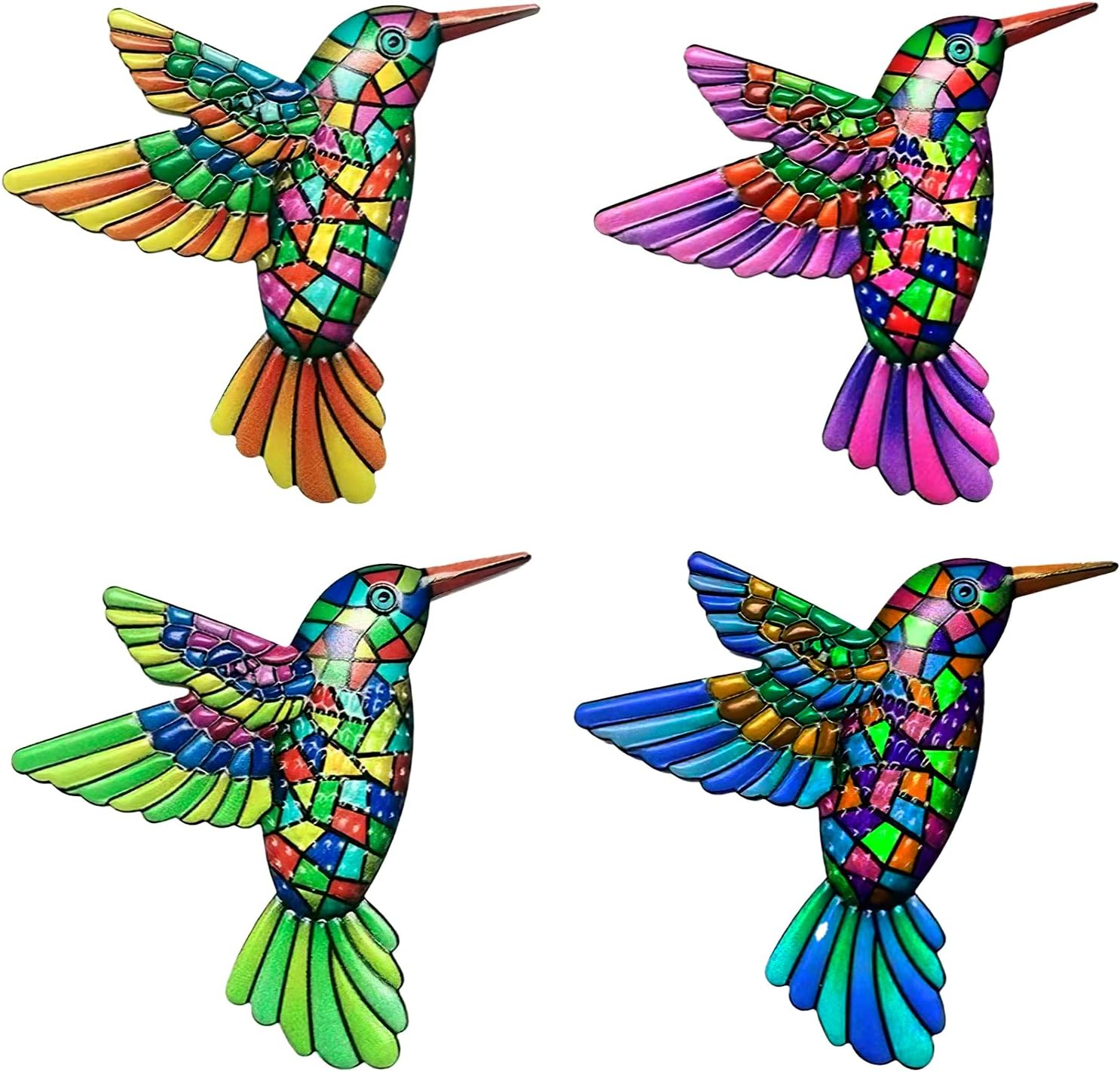 Kiki Fancy 4-Piece Hummingbird Metal Garden Wall Art Decorations - Outdoor Garden Fence Decorations Wall Ornaments for Fence, Yard Patio image number 3
