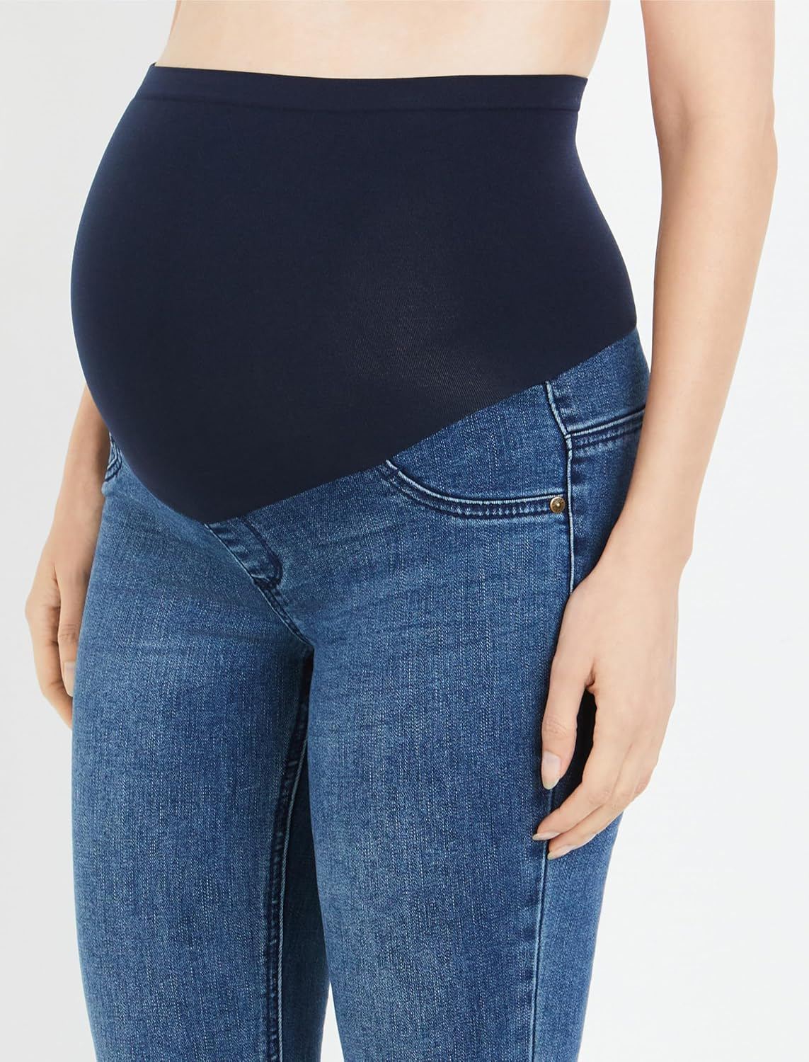 Motherhood Maternity Womens Super Stretch Secret Fit over the Belly Skinny Jeans Indigo Blue