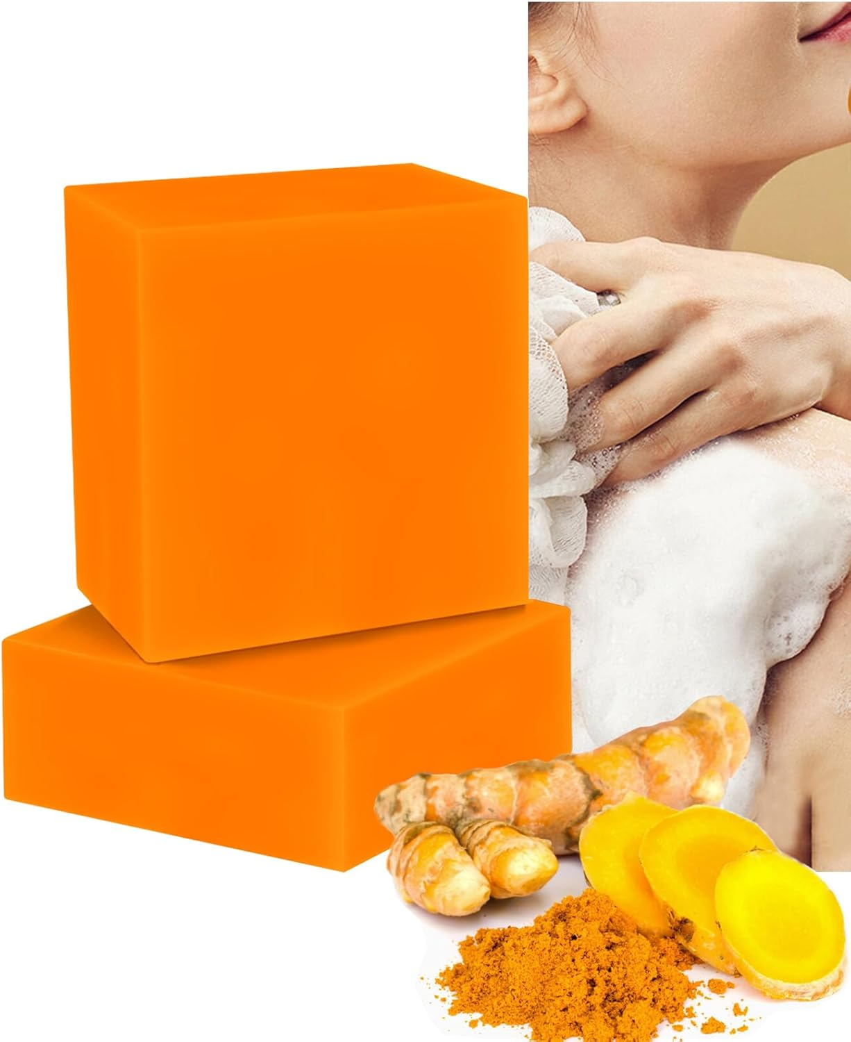 Wimode Honey Turmeric Kojic Soap,Glow Lemon Turmeric Kojic Soap Bar Face ＆ Body Cleaning Natural Handmade for All Skin Type 2Pcs image number 1