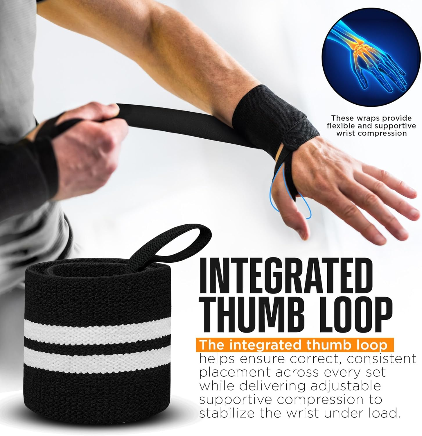 RDX Weight Lifting Wrist Support Wraps, IPL USPA Approved, Elasticated Pro 18&rdquo; Cotton Straps, Thumb Loop, Powerlifting Bodybuilding Fitness Strength Gym Training WOD Workout, Gymnastics Calisthenics image number 3