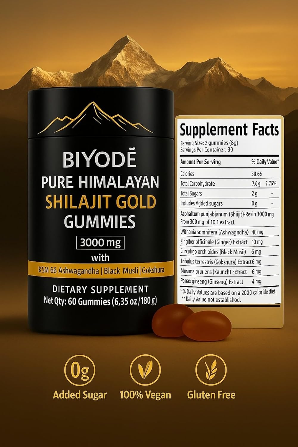 Pure Himalayan Shilajit Gold Gummies &ndash; 60 Vegan Gummies with Fulvic Acid & 85+ Trace Minerals &ndash; Energy, Focus & Immunity Booster &ndash; Organic Resin Alternative &ndash; Non-Gmo, Gluten-Free Supplement image number 4