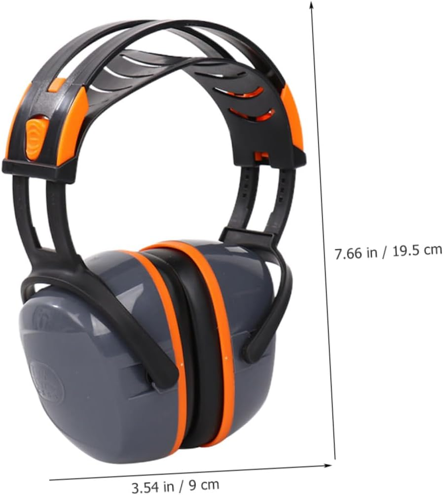 Jojofuny Noise Cancelling Ear Muffs and Professional Stereo Sound Headset, Comfortable Over-Ear Noise Reduction Ear Protection for Studying, Working and Sleeping, Orange-Grey image number 6
