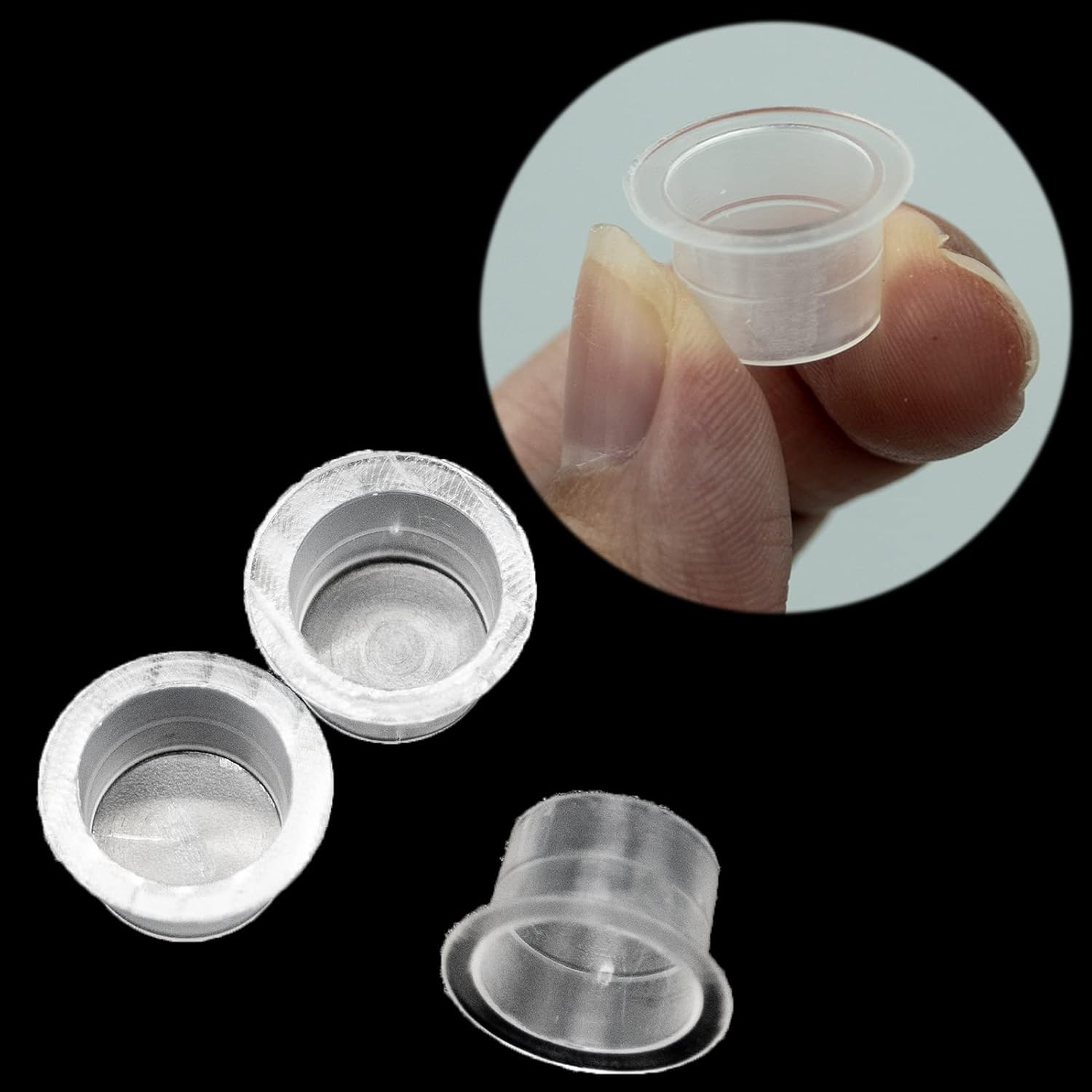 100 Pieces Tattoo Ink Cups,Ink Caps,Tattoo Ink Pots,Ink Caps Cups, Disposable Ink Cap, Plastic Ink Containers for Medium Ink Pigment Cups 12Mm image number 4