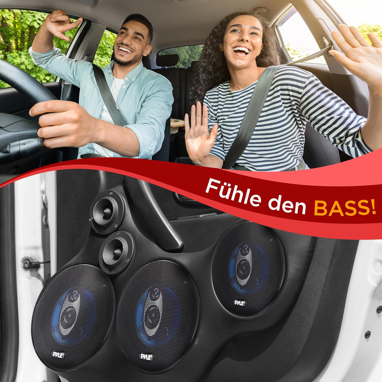 Pyle 5.25&rdquo; Car Sound Speaker (Pair) - Upgraded Blue Poly Injection Cone 3-Way 200 Watt Peak W/Non-Fatiguing Butyl Rubber Surround 100-20Khz Frequency Response 4 Ohm & 1" ASV Voice Coil image number 1