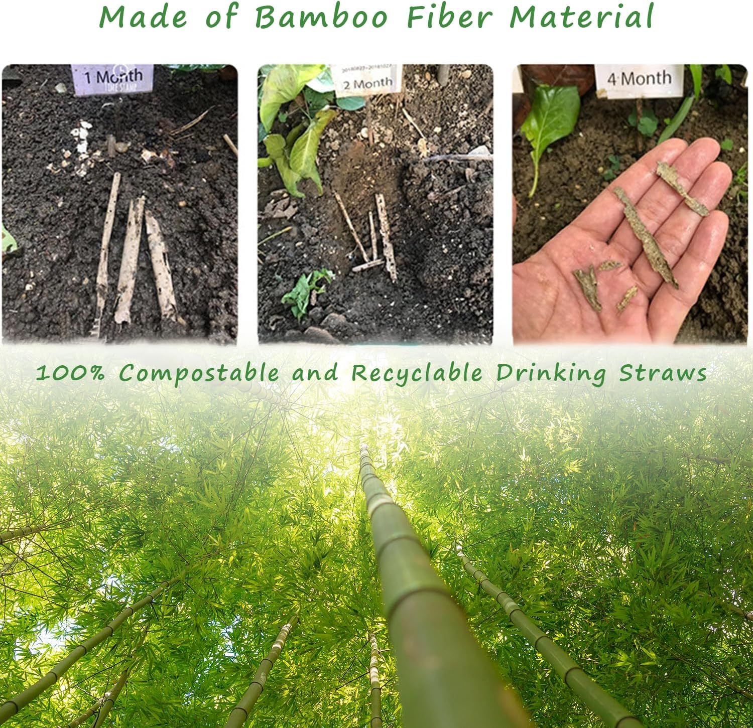 Disposable Bamboo Fiber Drinking Straws, 240 Counts of 7.8 Inches Biodegradable Bamboo Straw for Hot & Cold Drinks,100% Recyclable & Eco Friendly image number 6