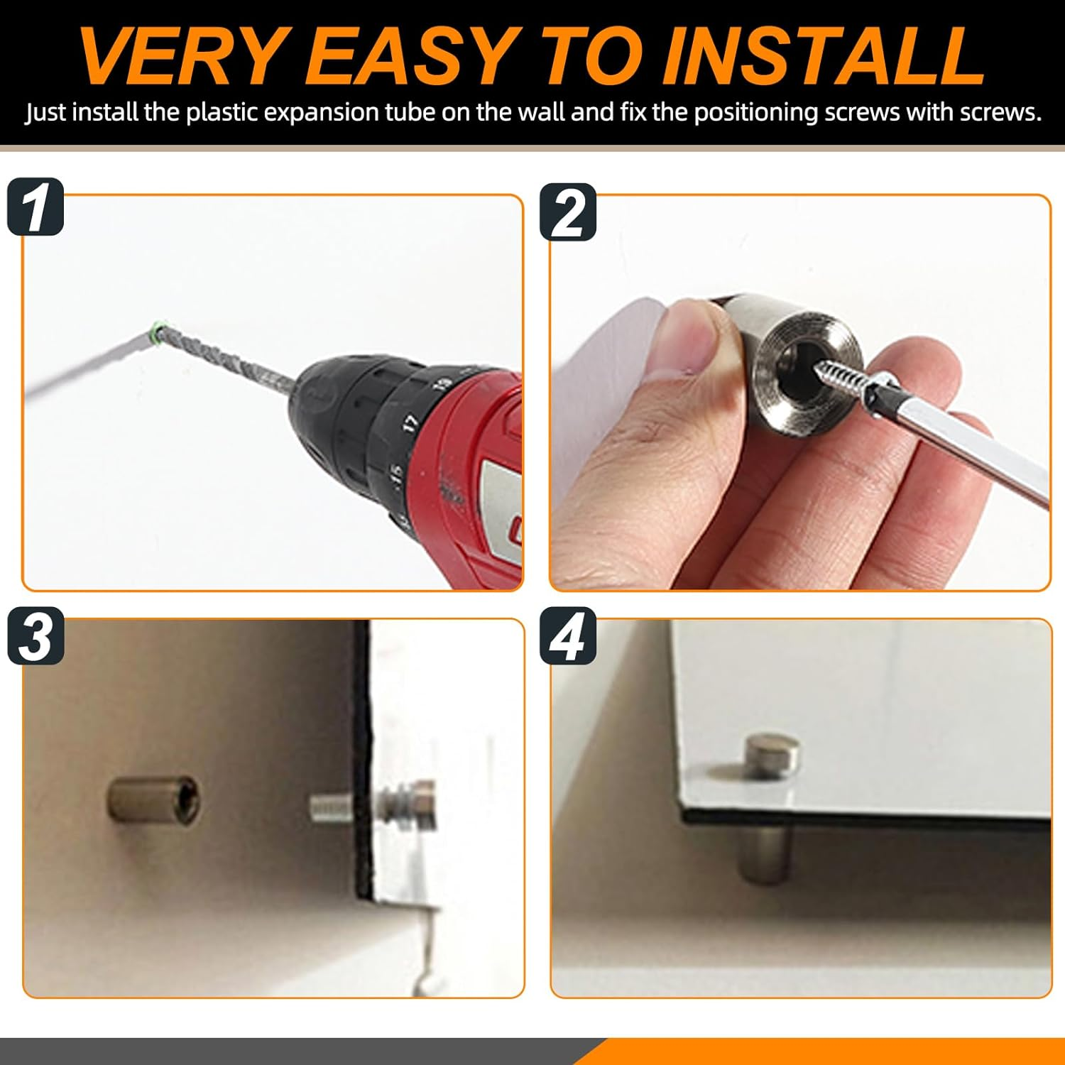 12 Sets 1/2" X 1" Black Stainless Steel Standoff Screws Advertising Mounting Hardware Wall Mount Glass Standoff Holder for Hanging Acrylic Signs Glass Panel Advertising (12Mm Dia. X 25Mm L.) image number 3