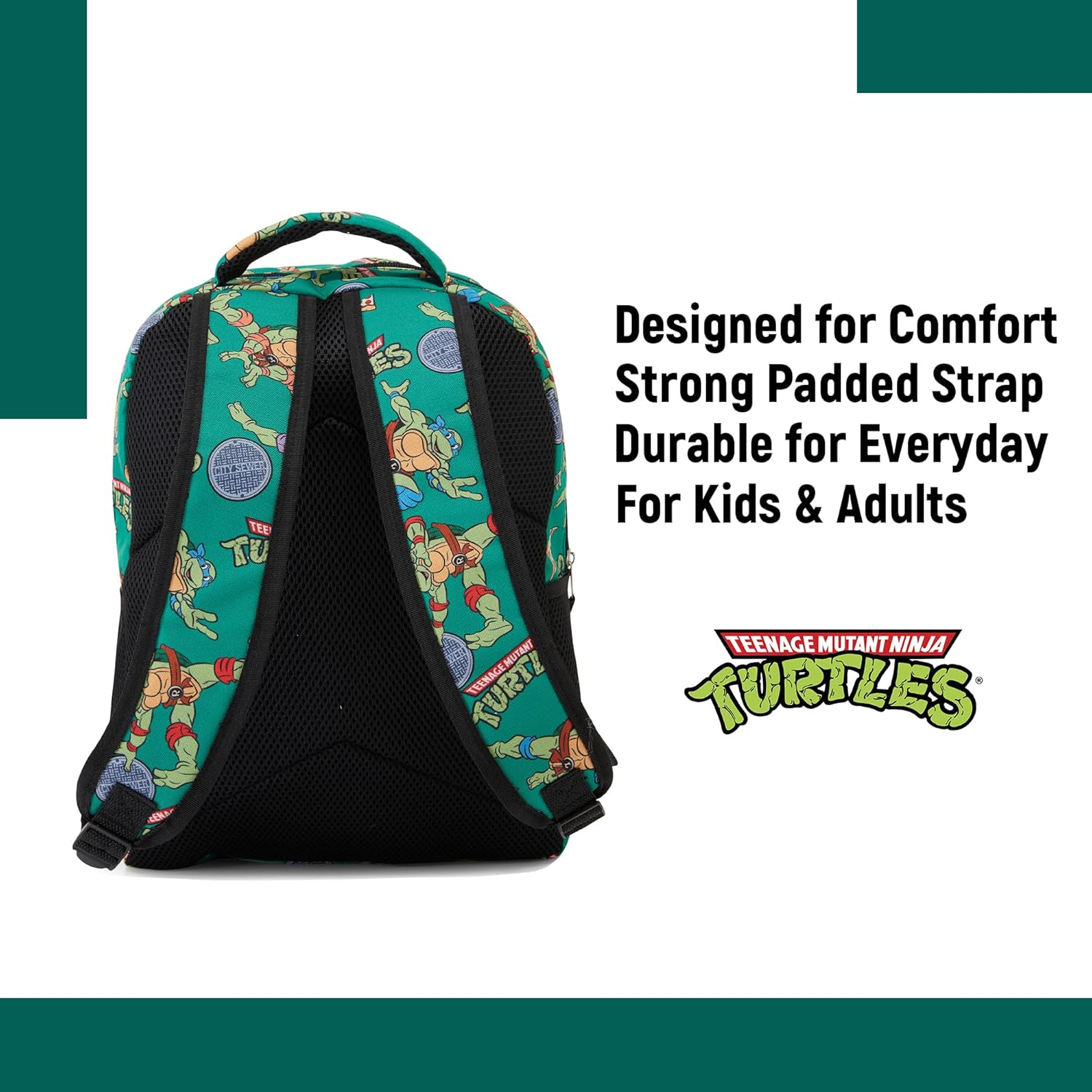 Teenage Mutant Ninja Turtles Backpack - Leonardo, Donatello, Michelangelo & Raphael - Officially Licensed TMNT School Bookbag image number 2
