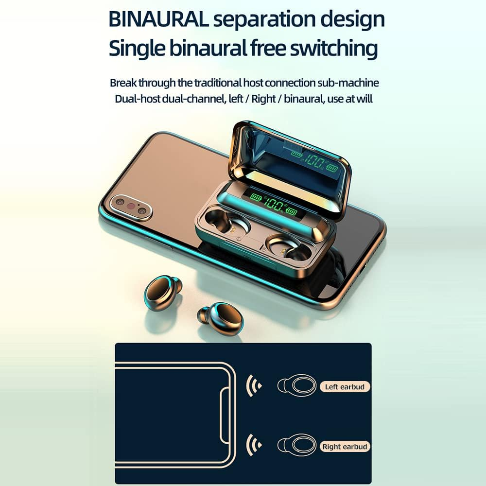 Sazak True Wireless BT Headphone In-Ear Sports Earbuds with LED Battery Display Screen Smart Touch Control Power Bank Function Black image number 3