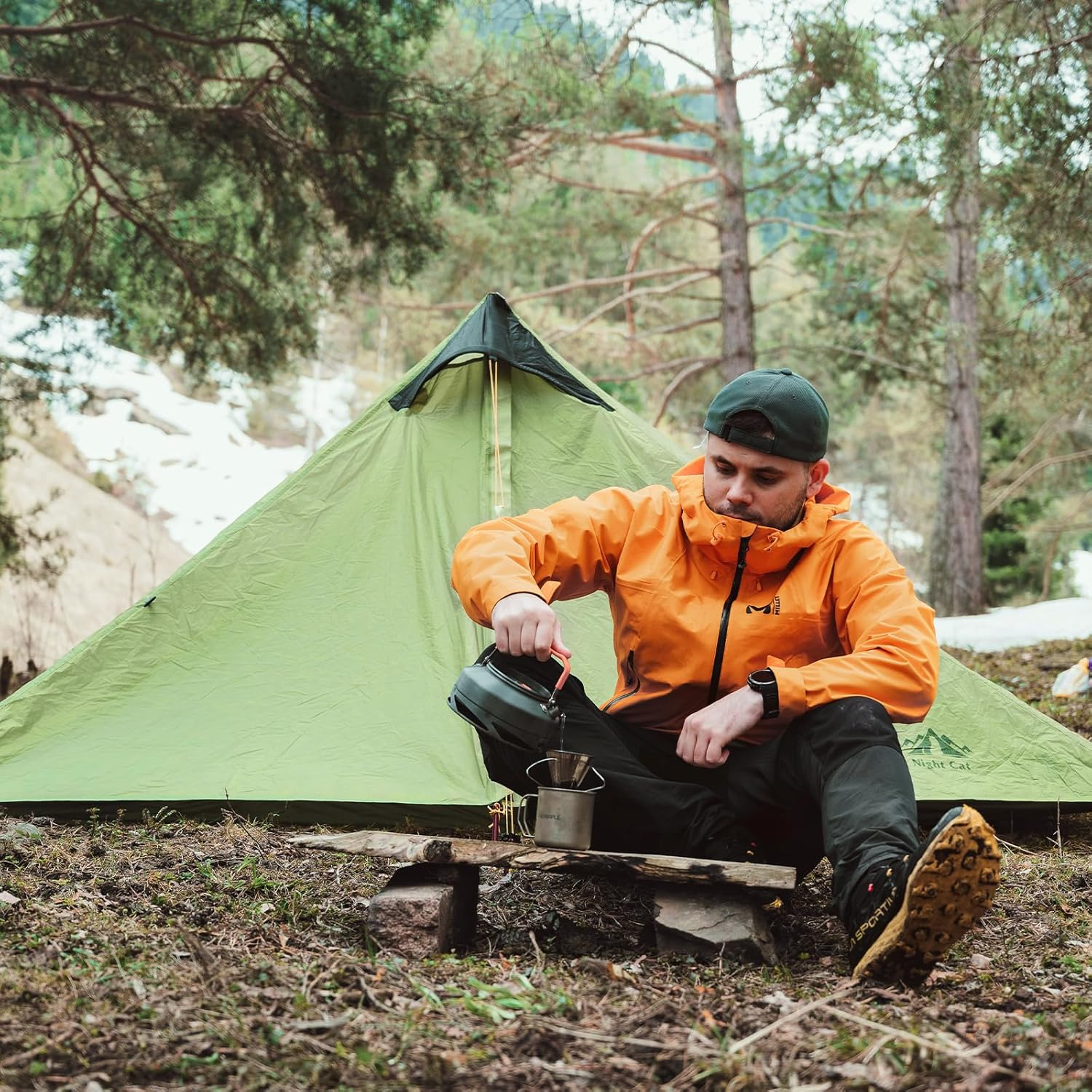 Night Cat Backpacking Tent One 1 Person for Professional Hiker Ultralight Bivvy Tent Camping Hiking Mountaineering Waterproof with Mosquito Net Double Layers 2.3X0.8M image number 2