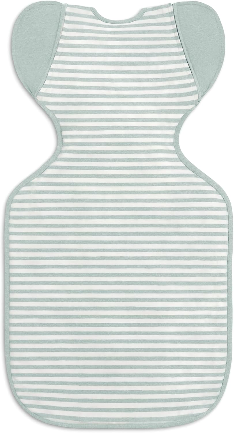 Love to Dream Transition Bag 0.2T Stretch Cotton Medium Large (8.5-11Kg) Stage 2, Soft & Breathable, Lightweight for Comfortable Sleep, Ideal for Newborns, Stripe Print, Olive