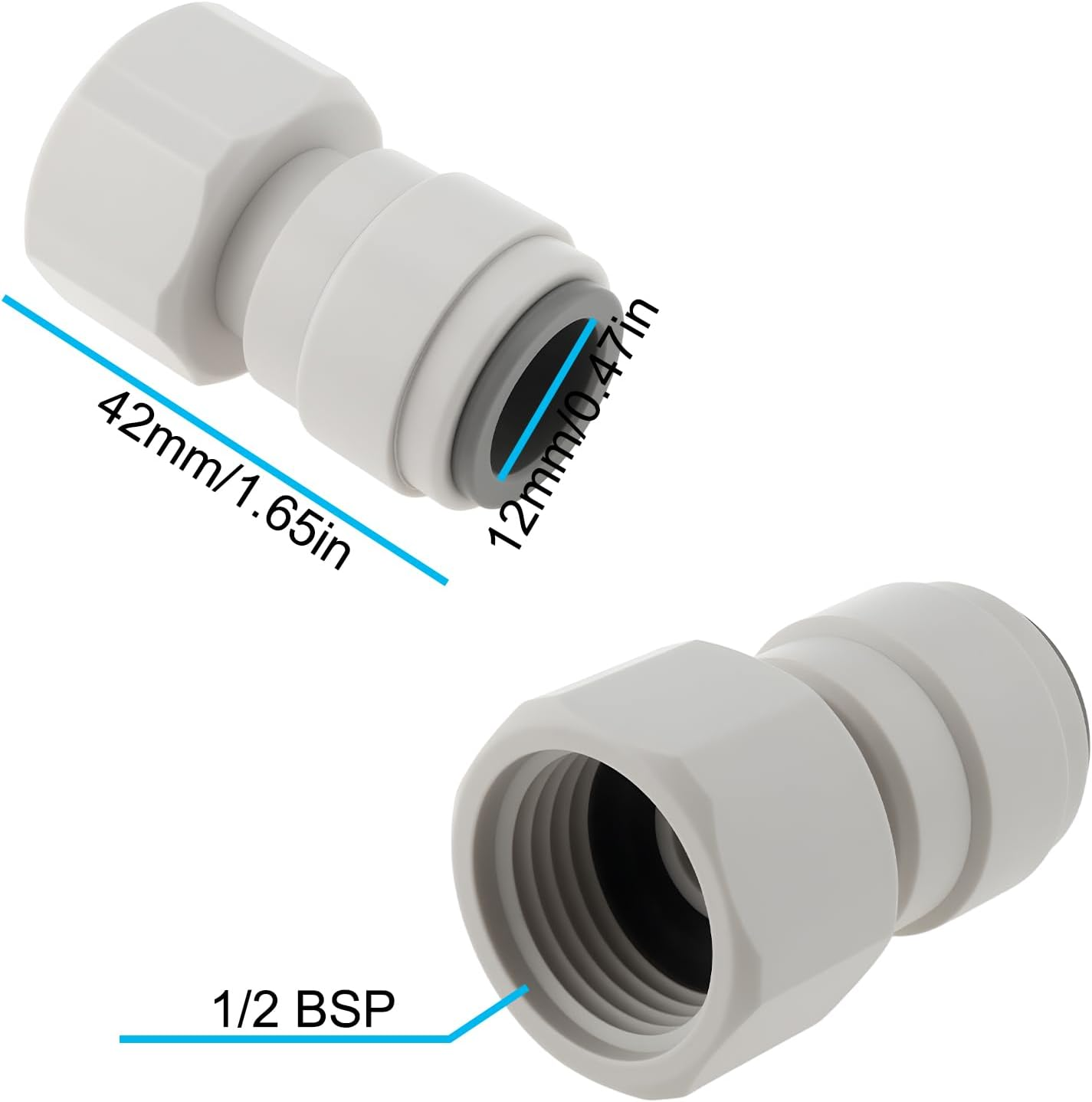 Emagtech 4Pcs Push Fit 12Mm to 1/2 BSP Adapter for RV Water Purifier Water Pipe 42Mm image number 1
