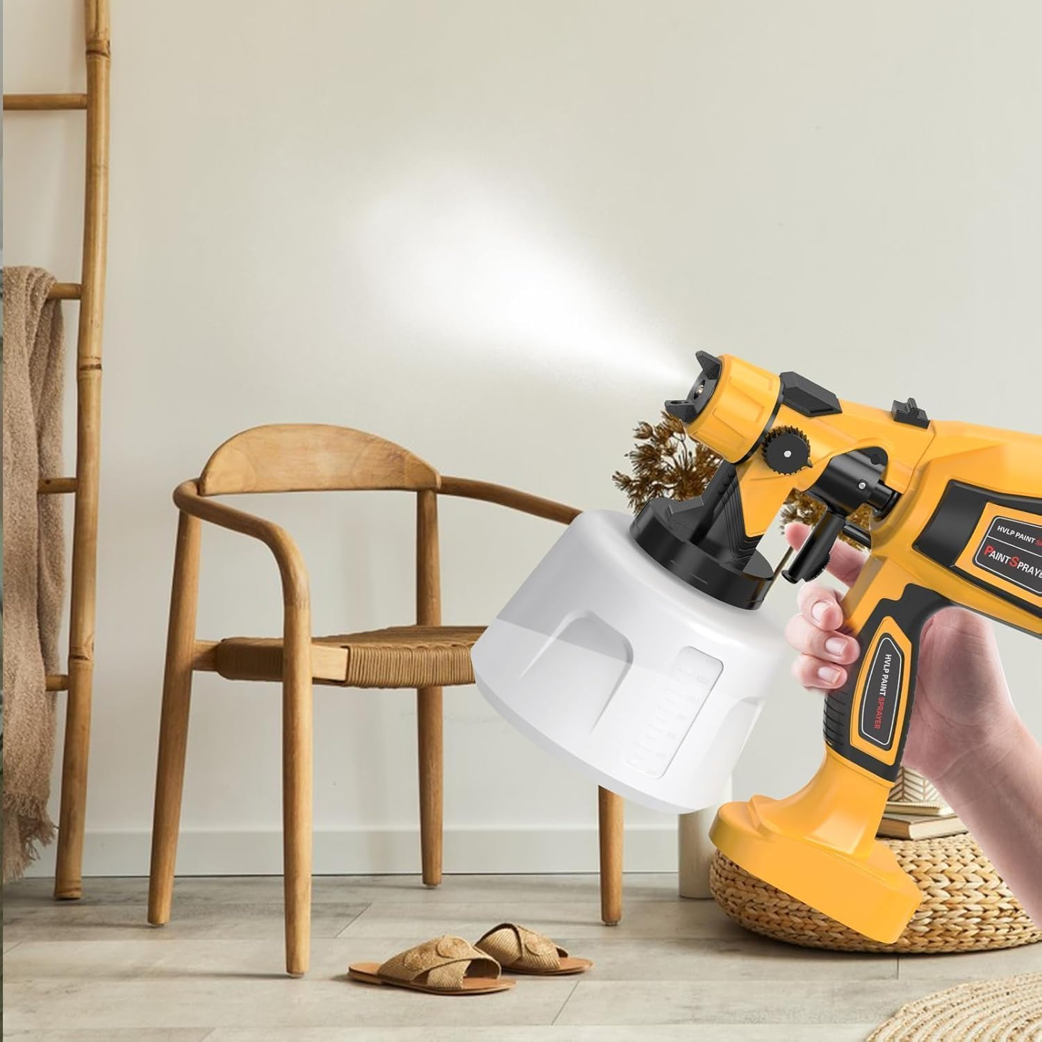 Paint Sprayer, 850W High Power Electric Spray Paint Gun with Adjustable Spray Width Knob, 1400ML Container, 4 Nozzles & 3 Patterns, Easy to Clean for Furniture Cabinets House Painting image number 3