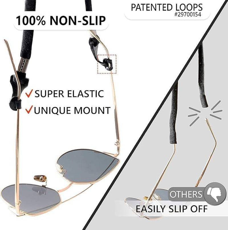 4 PCS Glasses Strap Eyewear Retainer Strap Anti-Slip Elastic Sports Sunglasses Eyeglasses Holder Straps Black Glasses Neck Lanyard Cord. Adjustable Eyeglasses Retainer for Adults Men - Multicolor image number 7