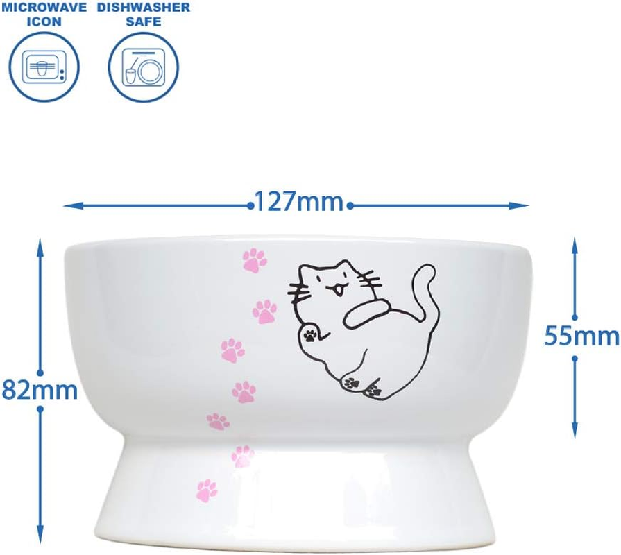 Raised Cat Water Bowl,Elevated, Porcelain Made, Pet Supplies, Backflow Prevention, Stress Free, Safety Choice for Your Pet, Superior for Drinking Water image number 3