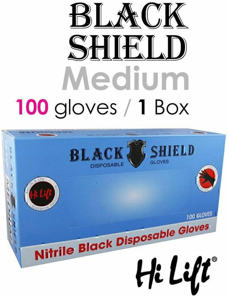 Hi Lift Nitrile Disposable Gloves 100 Pieces, Black, Large, 100 Count