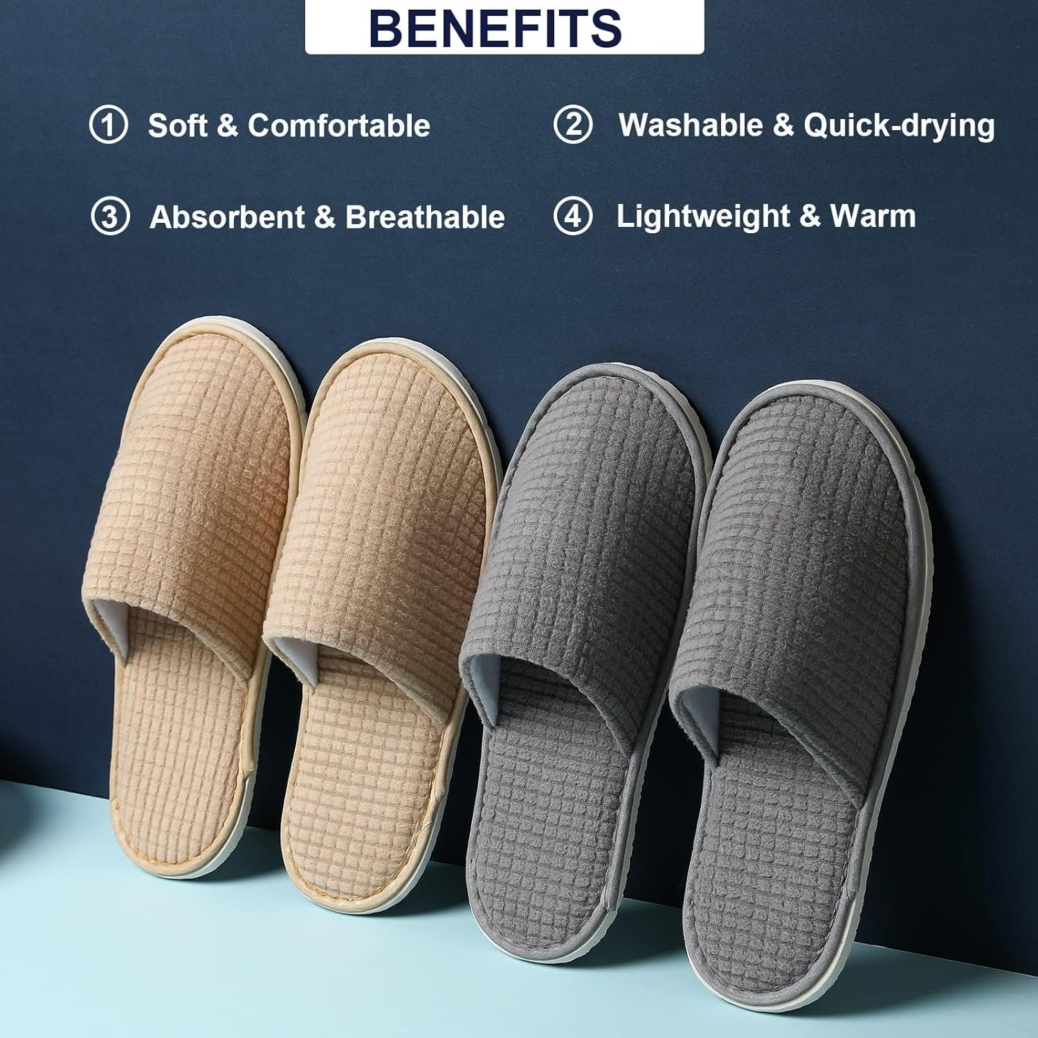 12 Pairs Disposable SPA Slippers for Guests, Soft Hotel Slippers Polar Fleece, Washable Reusable House Slippers Unisex,For Wedding Party Bedroom Travel image number 2