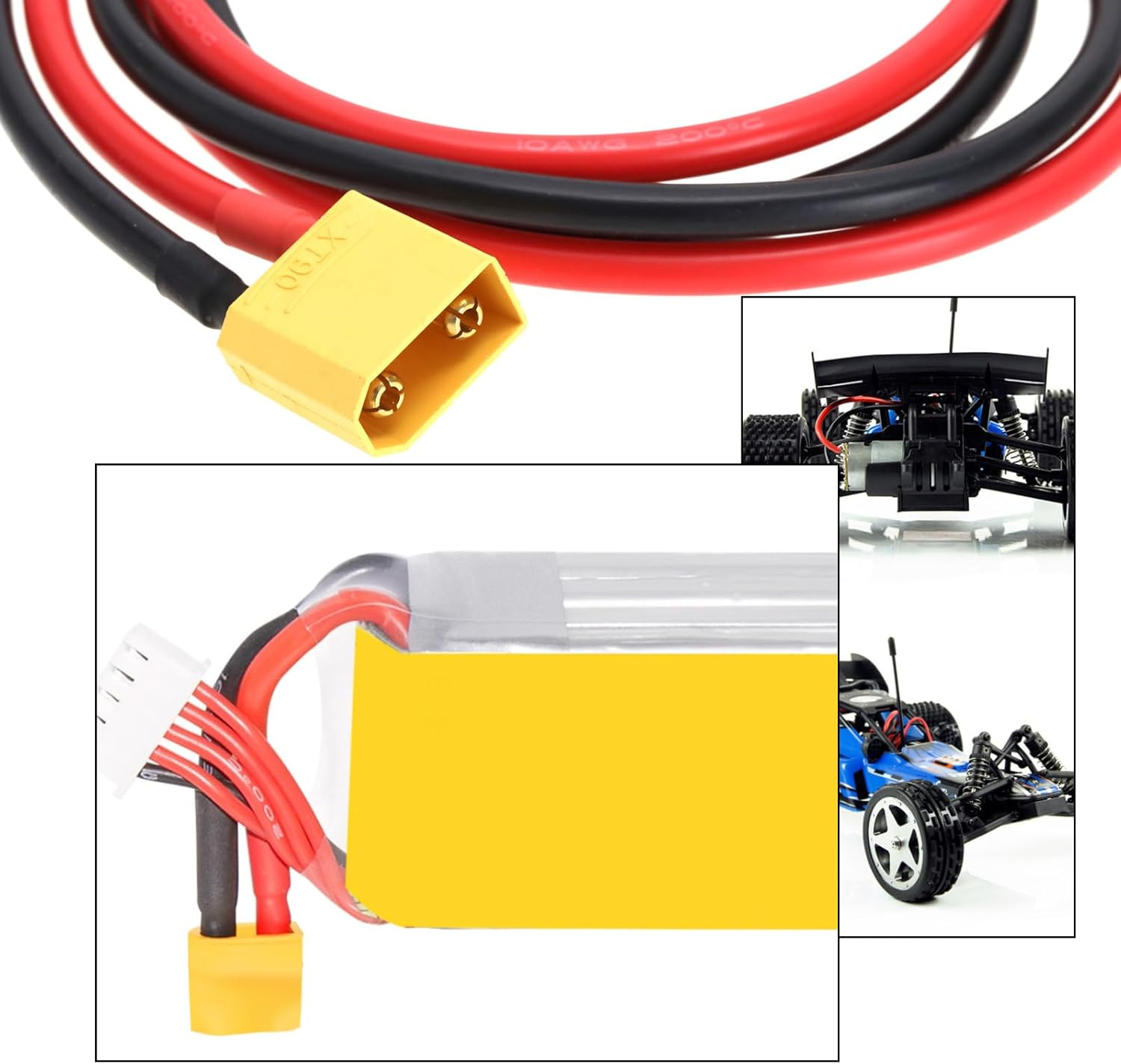 Emsea XT90 to O-Ring Connector Cable 10AWG Silicone Terminals Extension Power Cable for RC FPV Racing Drones (XT90 Male to O-Ring Terminals) image number 6