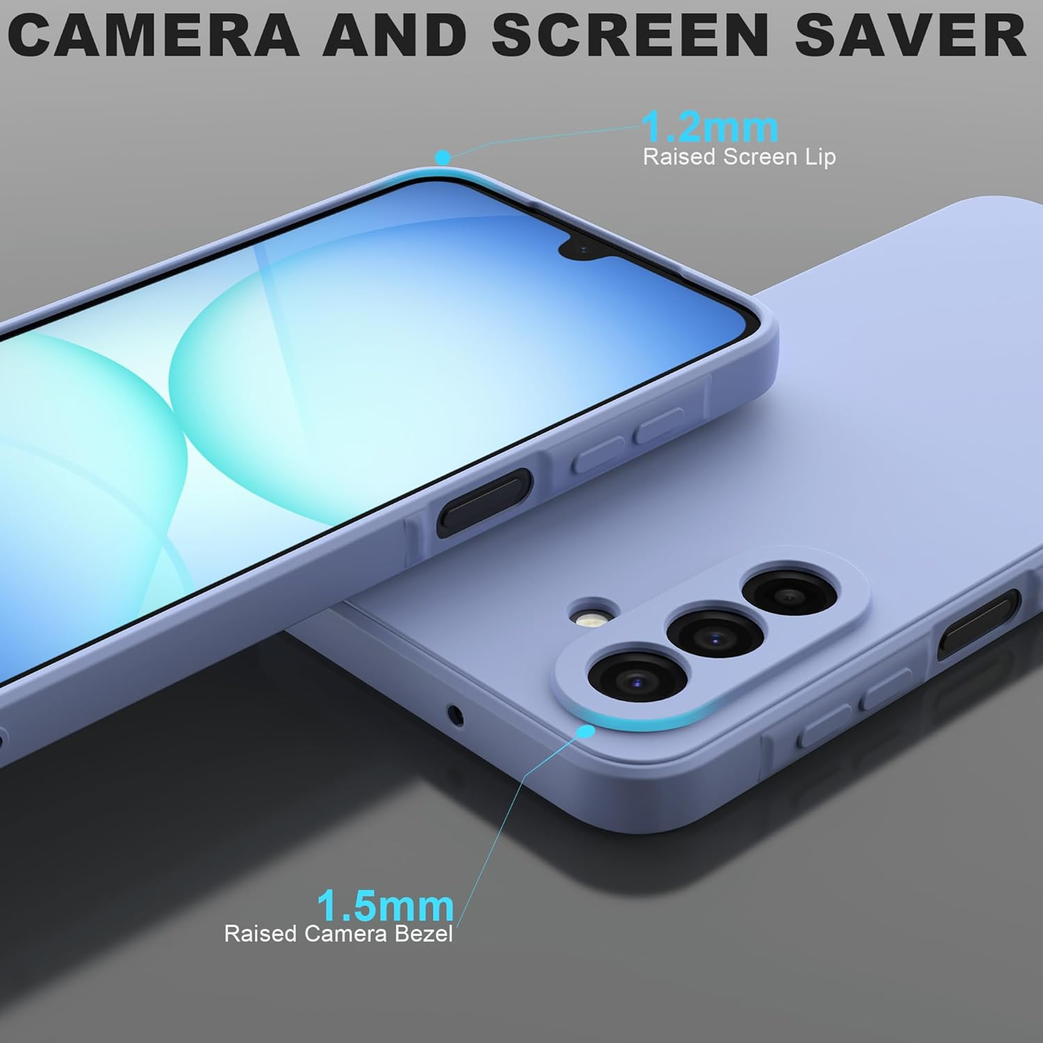 Compatible with Samsung Galaxy A17 5G Case with 2 Protective Films, Mobile Phone Case Liquid Silicone TPU Protective Case Thin Back Cover - Purple image number 5