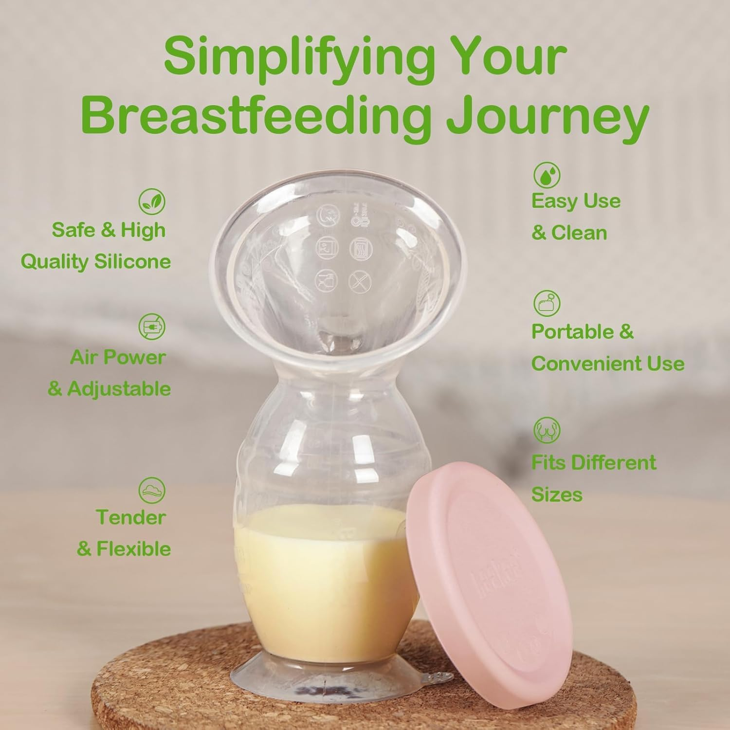 Haakaa Manual Breast Pump with Suction Base and Blush Gap, Breastmilk Collector Breastfeeding Pump (5Oz/150Ml) - Lavender Cap image number 3