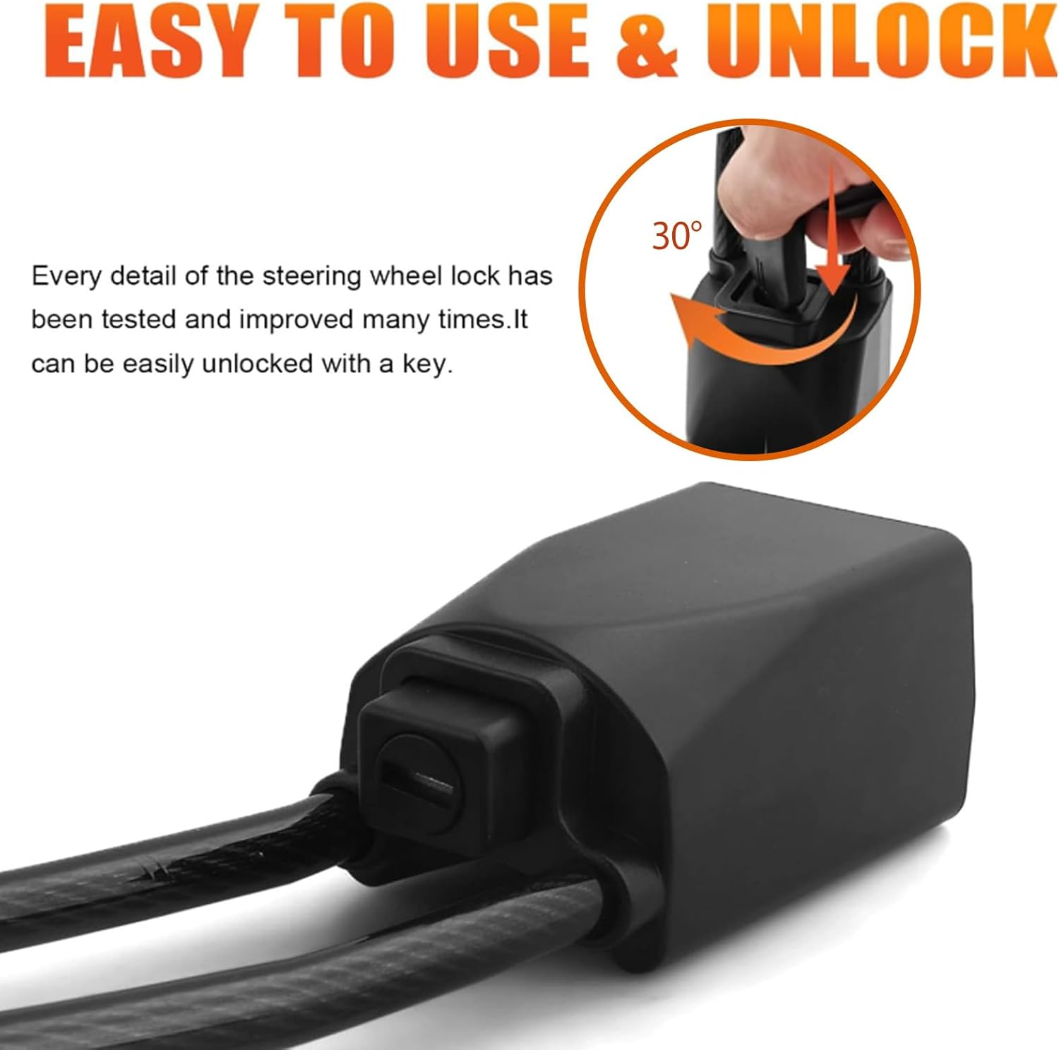 Car Steering Wheel Lock & Seat Belt Lock - Universal Anti-Theft for Cars, Suvs, Golf Carts, Max 17&rdquo; Length | Compact, Lightweight & Multi-Functional Security Device with 3 Keys (Black)