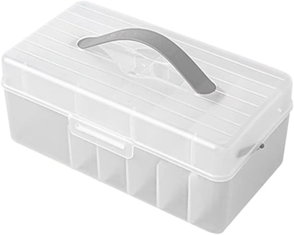 Housoutil Portable Double Electronics Organizer Bin for Cables and Chargers Storage Box for Home Office and Travel Multi-Compartment Cord Organizer for Efficient