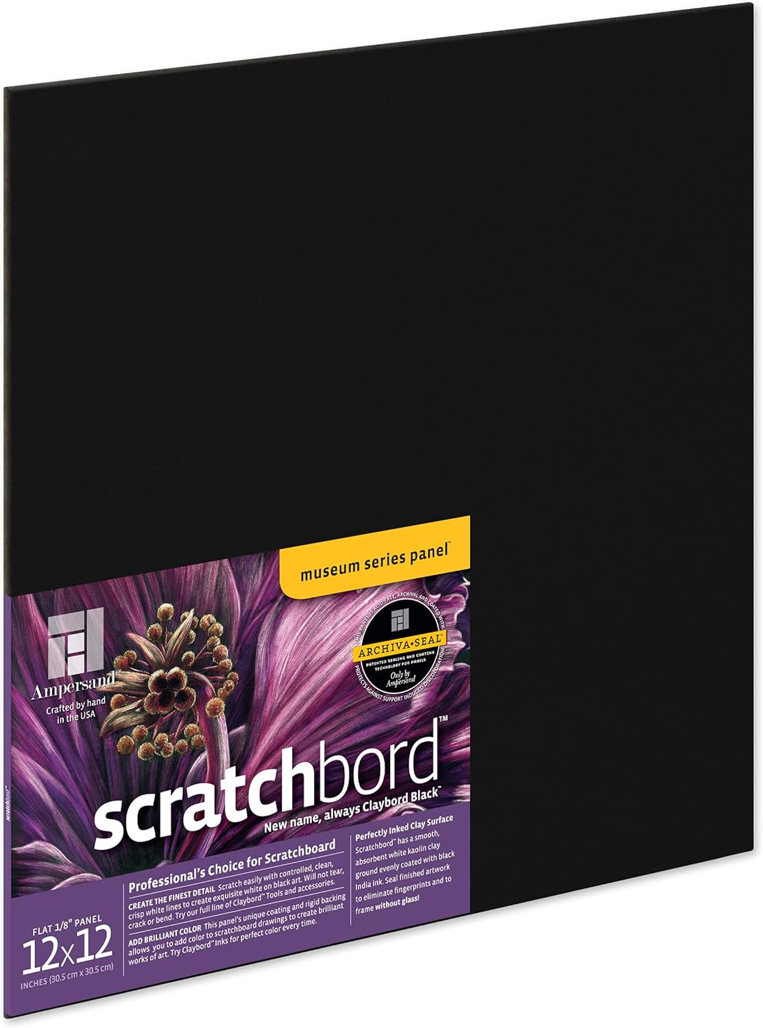 Ampersand Art Supply Scratch Art Panel: Museum Series Scratchbord, 1/8 Inch Flat Profile, 9" X 12"