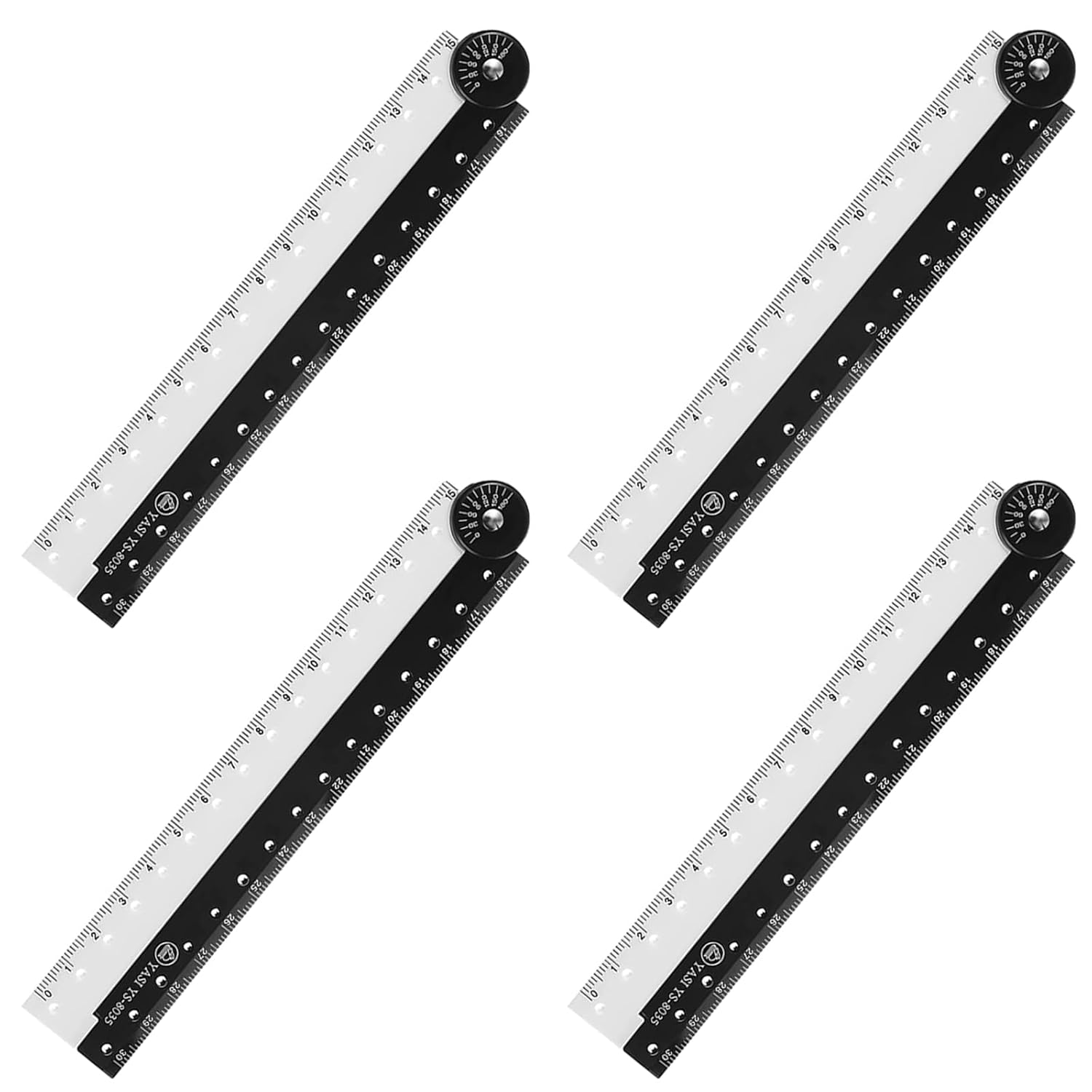 JOWILIN 12 Inch Folding Ruler, 4 Pcs Acrylic Ruler, Angle Measurement Ruler, Flexible Adjustable Folding Ruler, Geometry Measuring Ruler for Measuring and Drawing Tools
