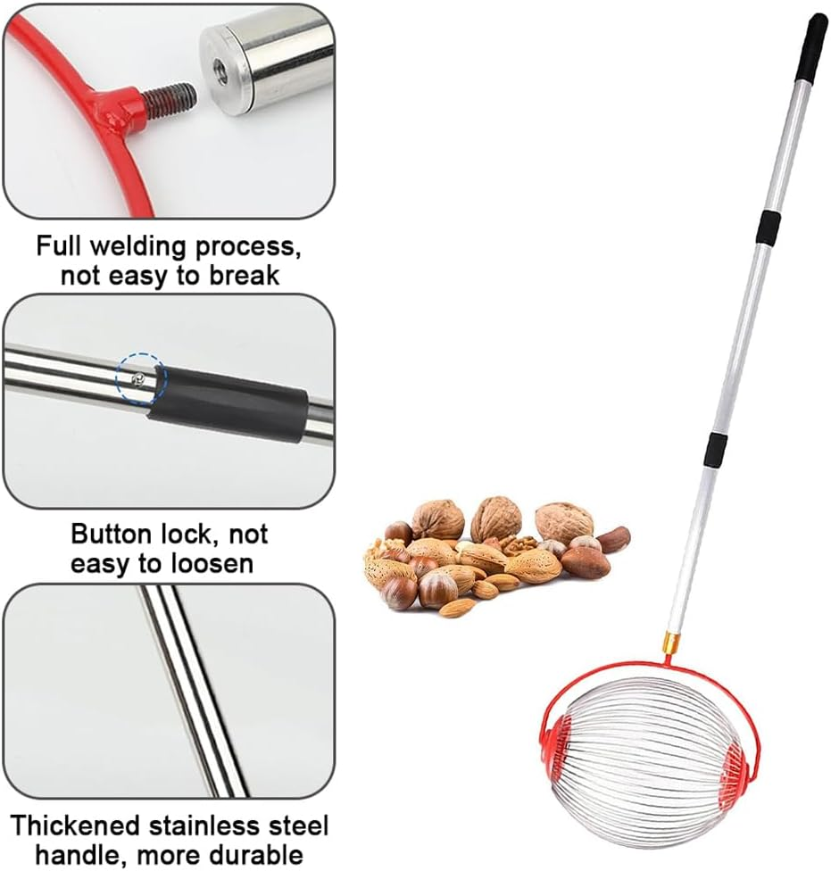 TOMVAES Table Tennis Collector Large Rolling Nut Harvester Adjustable Height Lightweight Outdoor Hand Tool Picker Collector Pecans Chestnuts Small Fruits Small Toys Table Tennis Golf Balls image number 6
