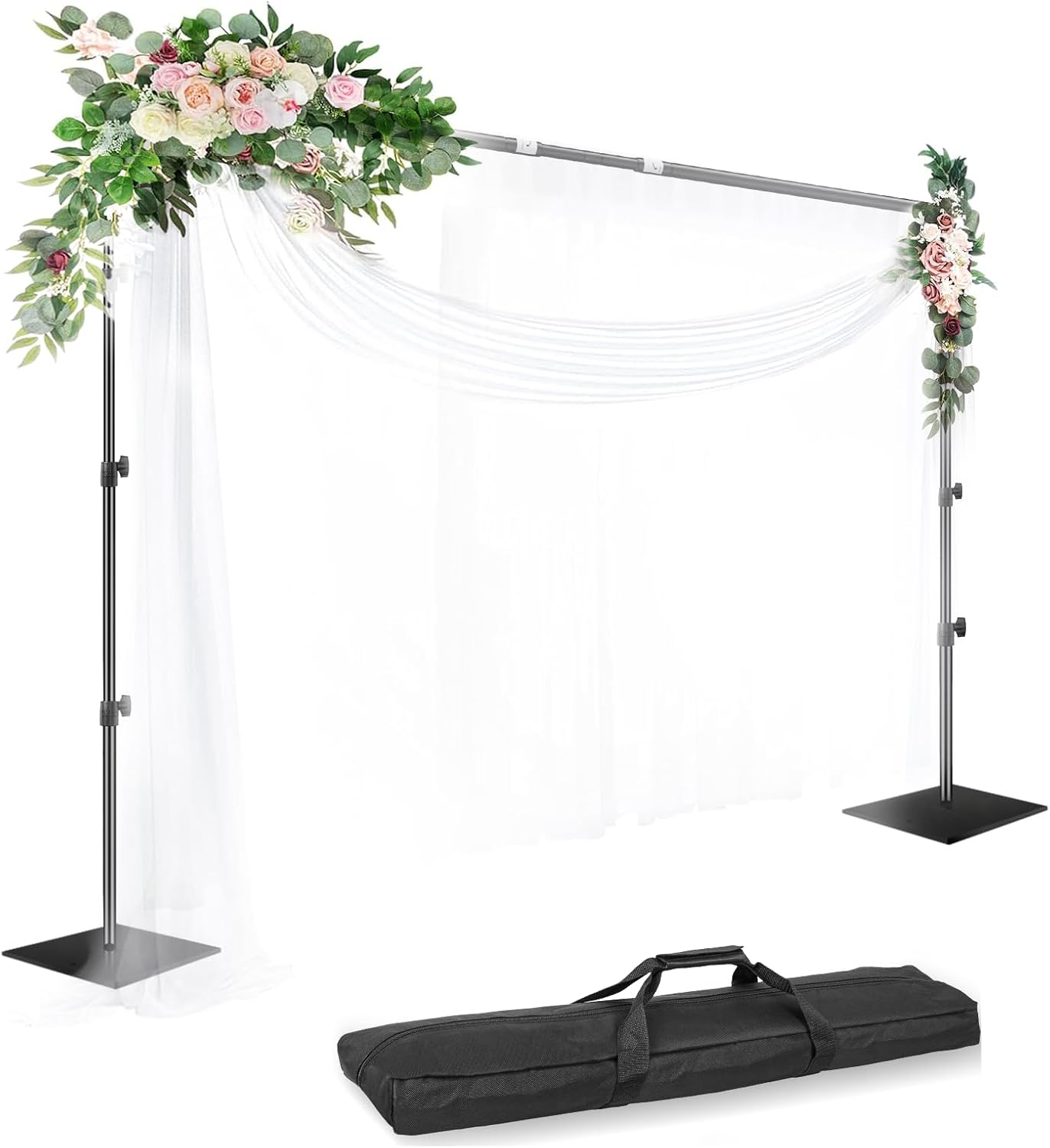 EMART Heavy Duty Background Stand, 10X10Ft/3X3M Adjustable Backdrop Support System Kit with Steel Base for Photography, Photo Video Studio, Birthday Parties Wedding Decoration -Black
