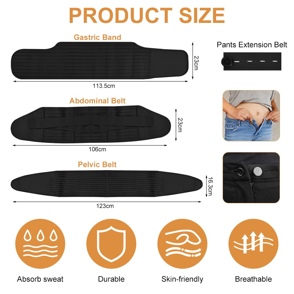 ACWOO Abdominal Belt after Birth, Postpartum Belt for Women, Rectus Diastasis Abdominal Belt, Postpartum Belt Pregnancy Adjustable, Stronger Strength for Tummy Tightening, Black, 4Xl-3-In-1