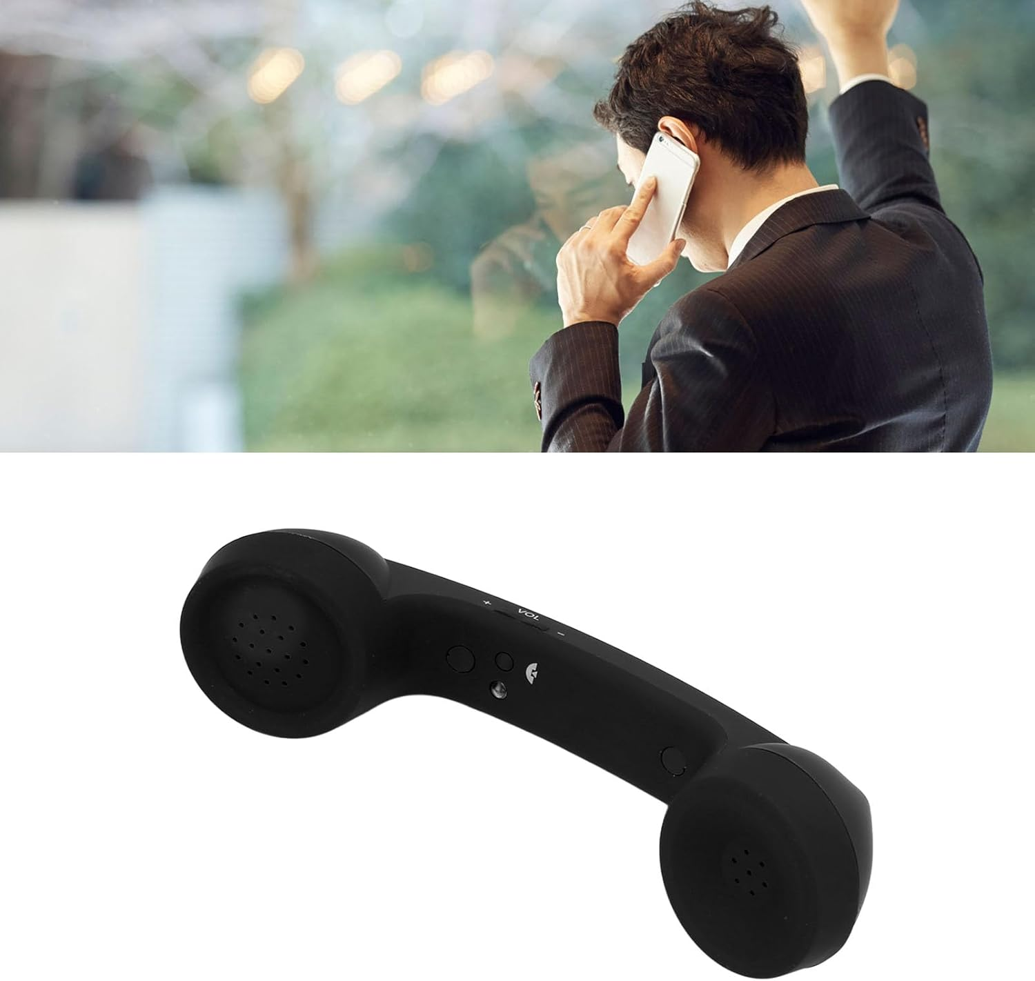 Wireless Retro Telephone Handset, Bluetooth Radiation Proof Handset Receivers Headphones for a Mobile Phone with Comfortable Call (Black) - Black image number 6