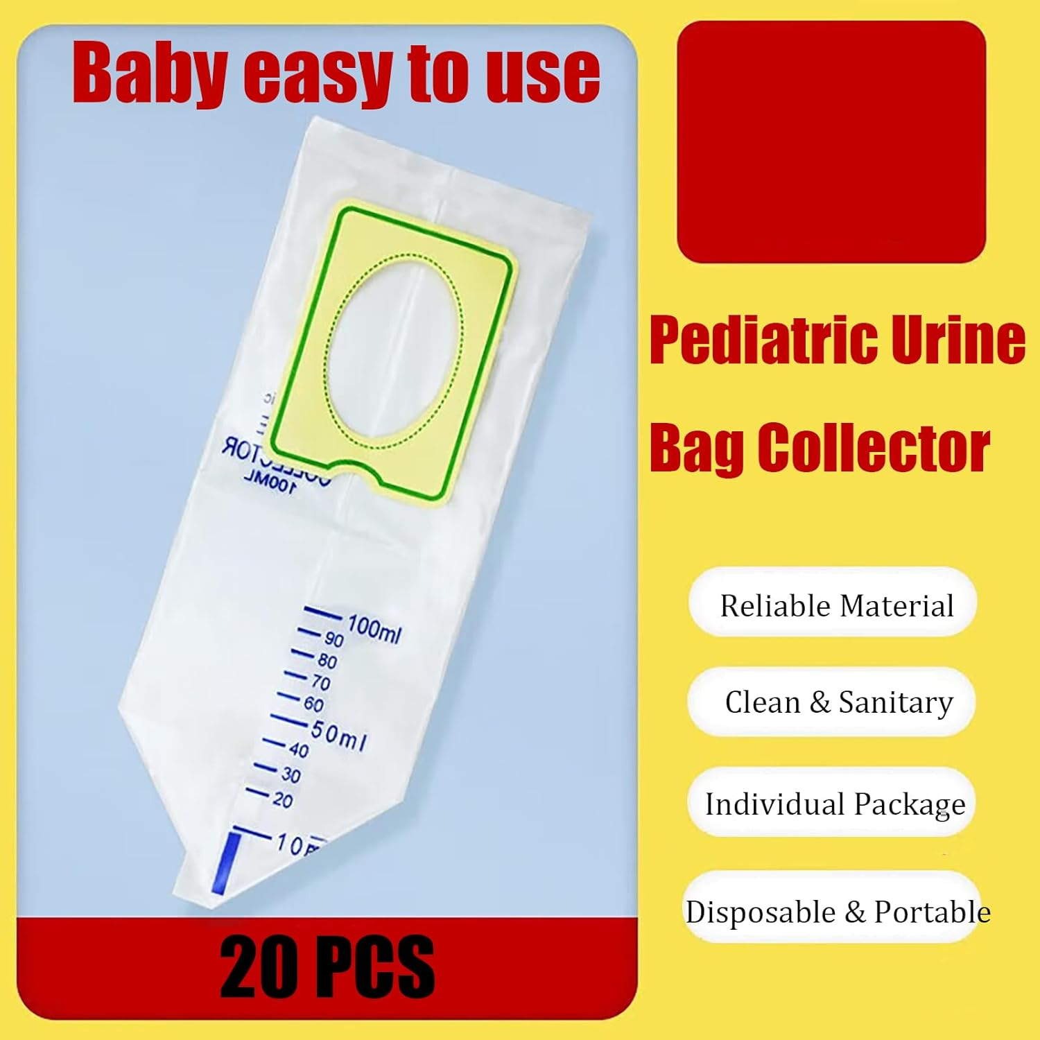 20 PCS Pediatric Urine Bag Collector, 100Ml Baby Catcher Pouch Individual Pee Bags, Disposable Travel Multipurpose Collection, Clear Catcher Convenient Holder for Kids Infant Urine Collection image number 4