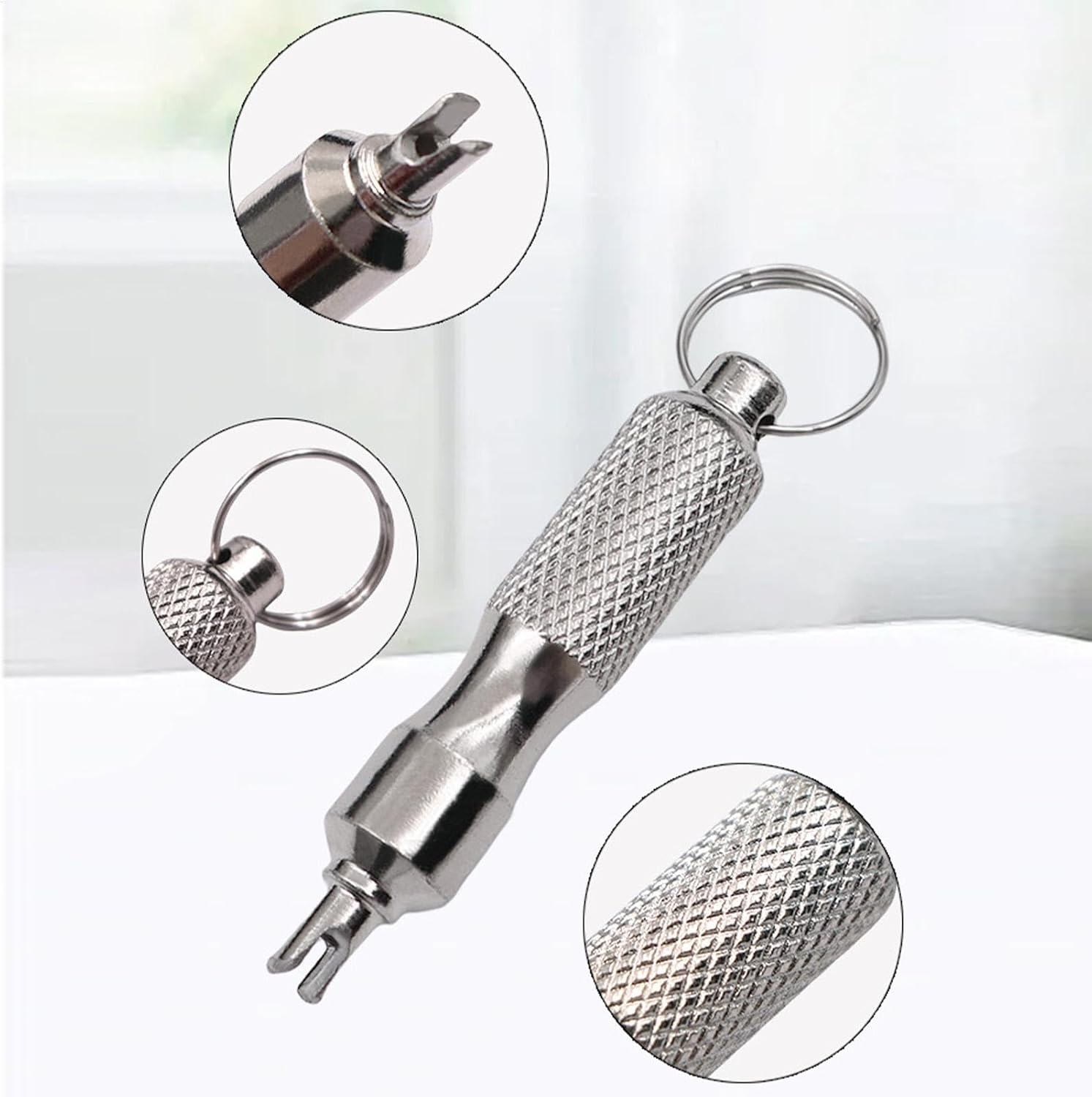 Valve Core Remover Keychain - Automotive Car Repair Tool Wrench Keychain | Car Accessories, Installation Removal Tool for Bicycles, Motorcycles, Electric Vehicles image number 1