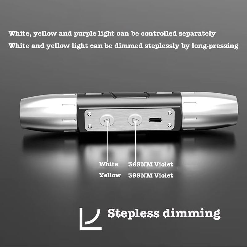 Lumirio Gemstones UV Flashlight, Super Bright Gem Tester for All Stones, Rechargeable Jade Jewelry Test Light, Yellow White UV 365Nm 395Nm Flashlight for Gem Stones Wooden Jewelry