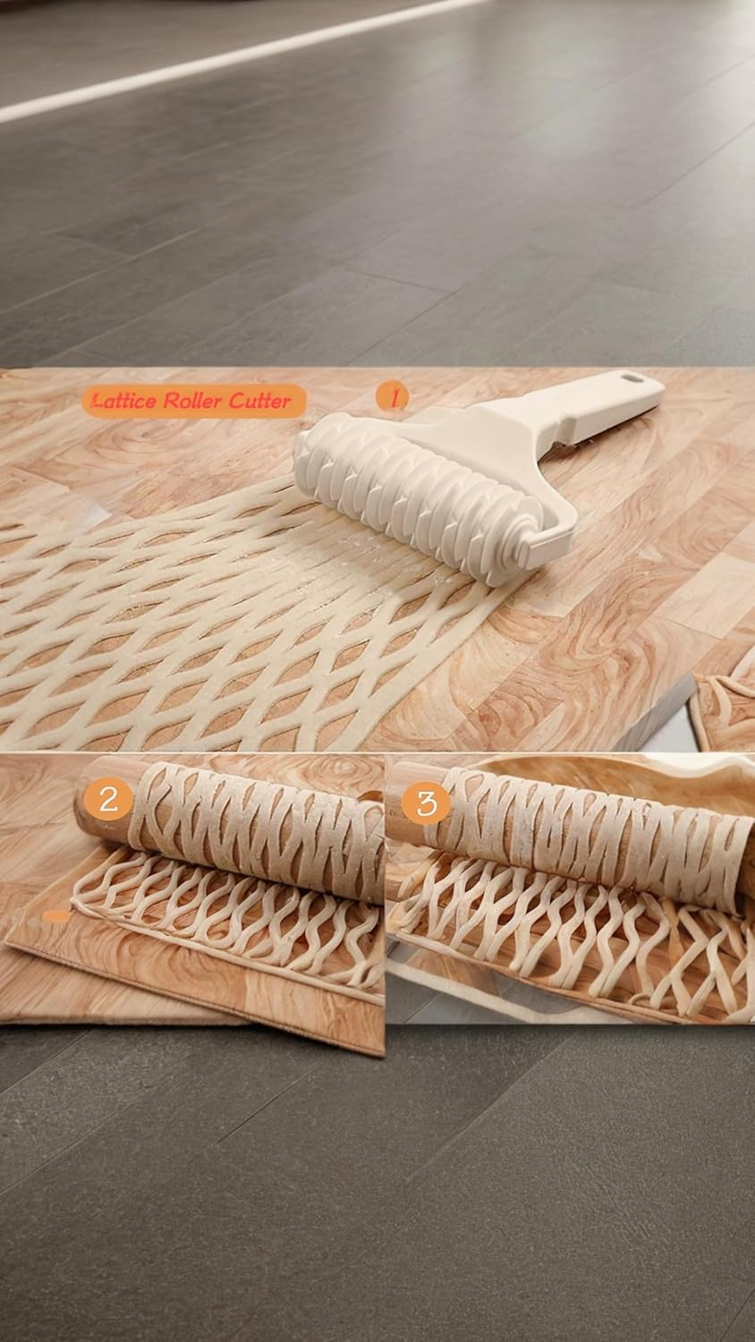 Honwor Time-Saving Dough Lattice Roller Cutter - Effortless Pie, Pizza, & Biscuit Crusts | Essential Kitchen Gadget for Bakers image number 4
